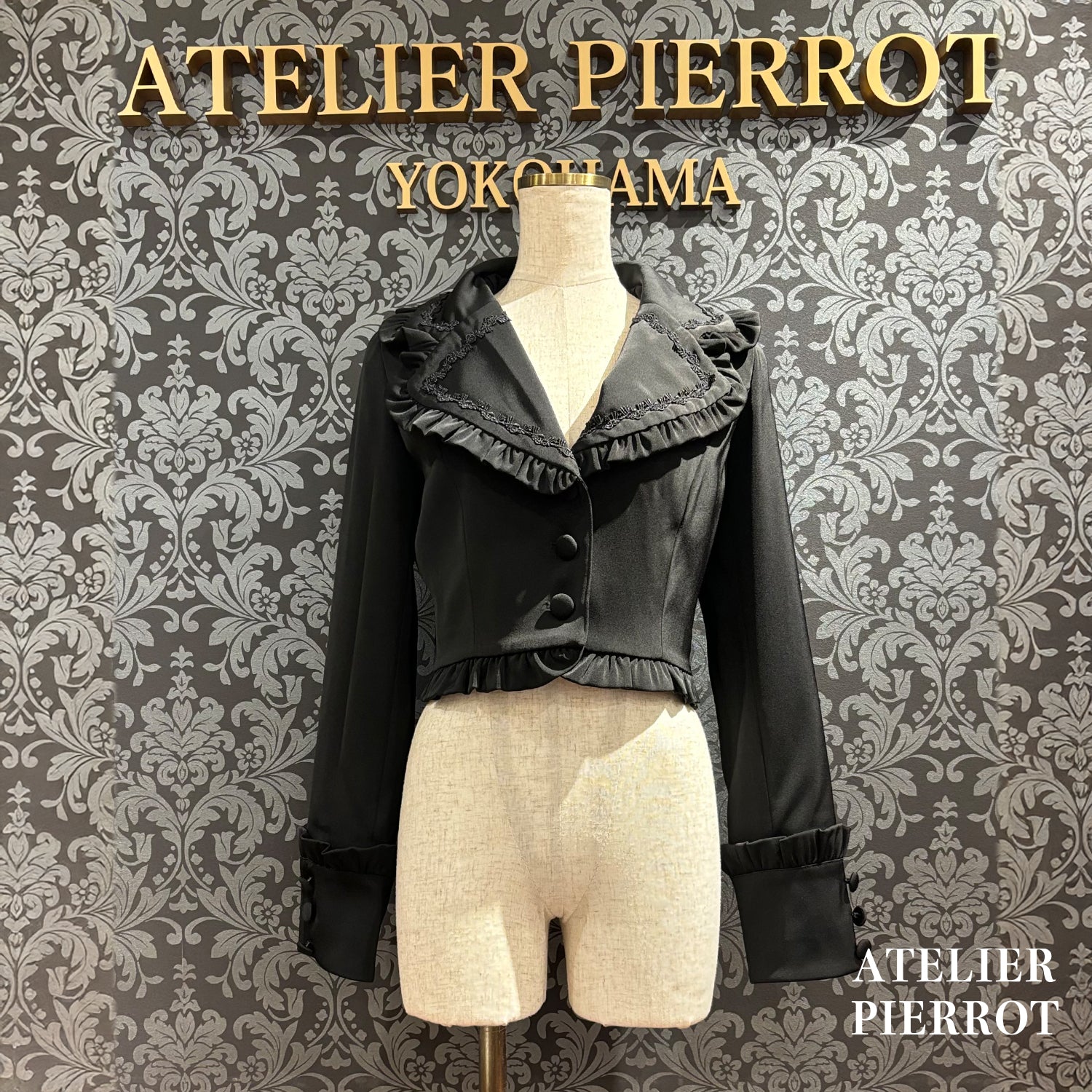 【ATELIER PIERROT】 Frilled Tailored Jacket ホワイト/ブラック