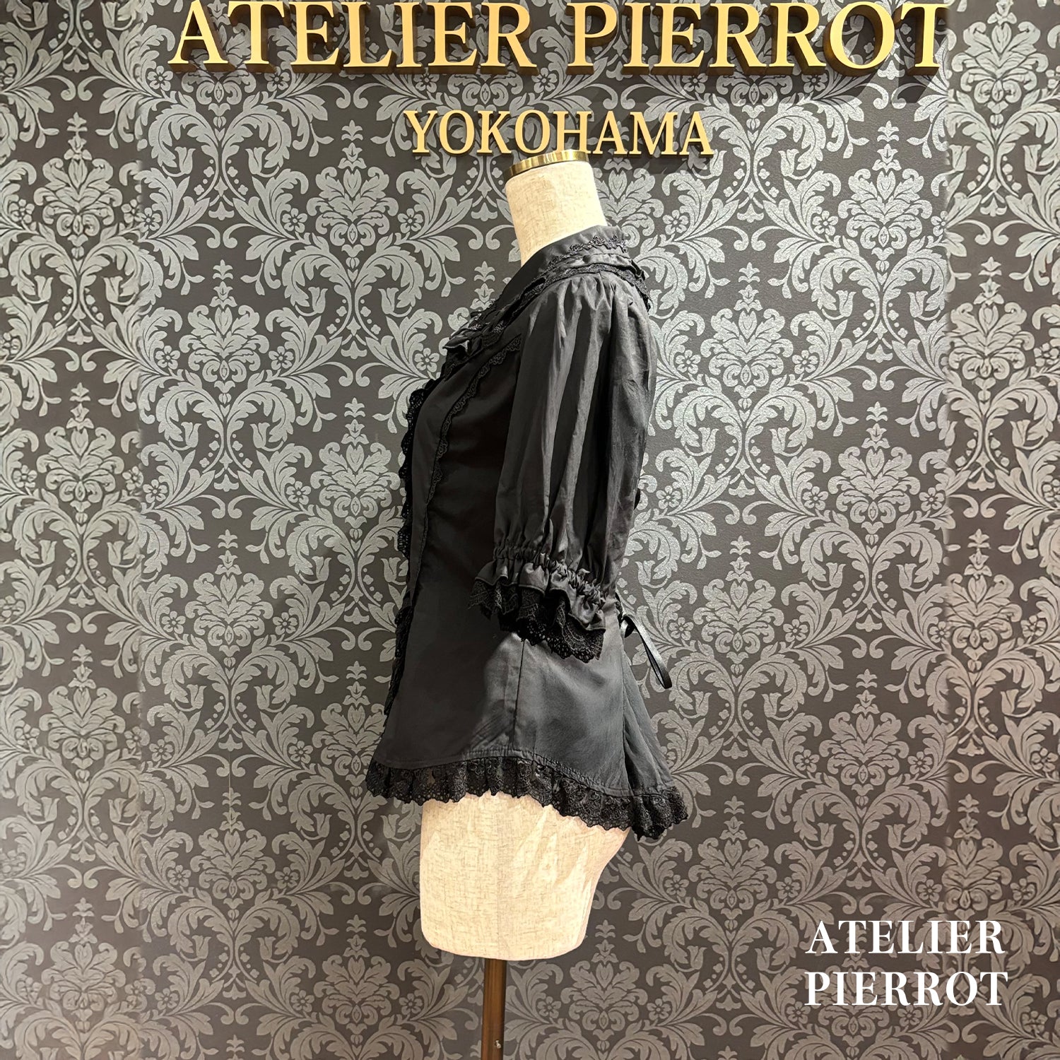 【ATELIER PIERROT】 Petite Rose BlouseWhite/Bordeaux/Black