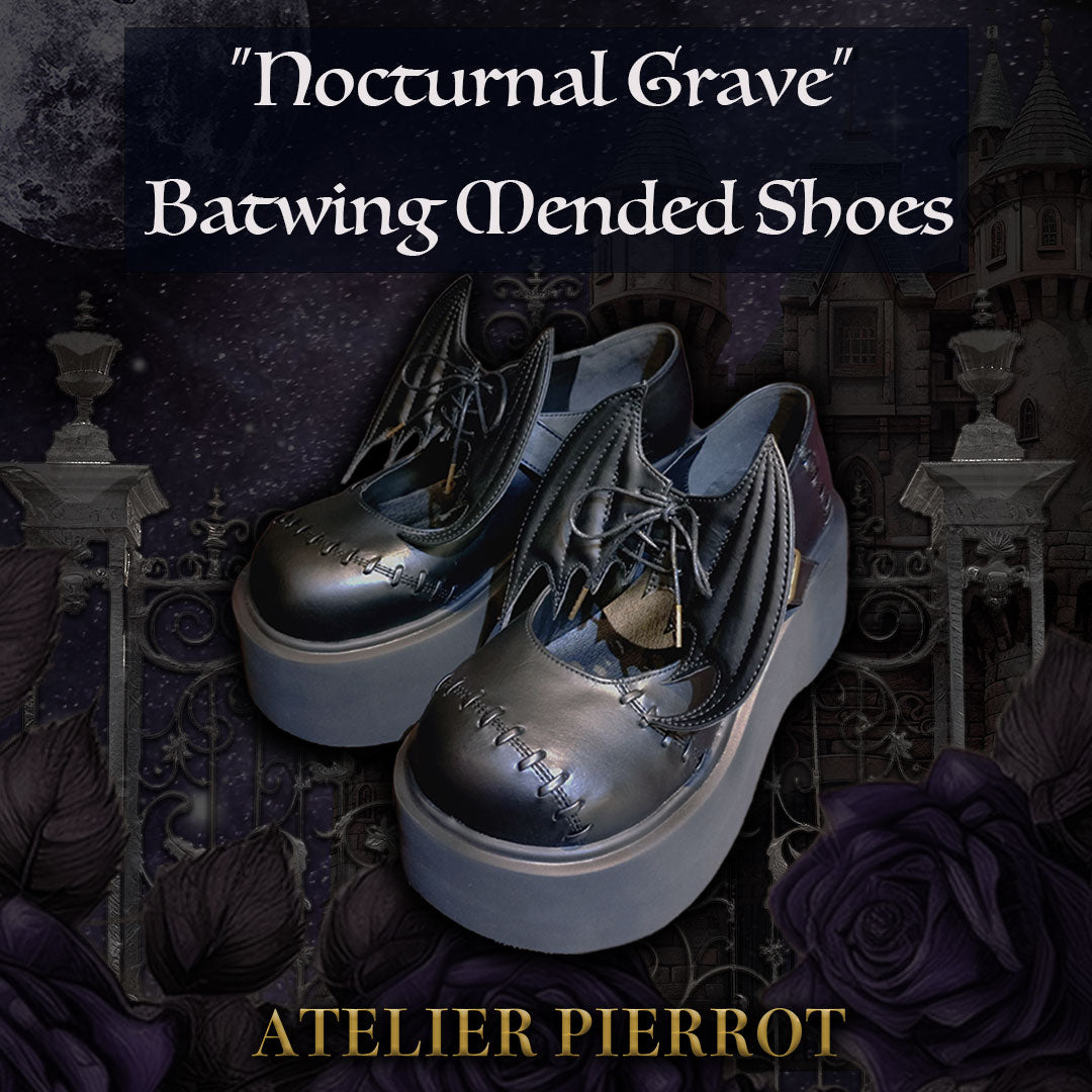 【ATELIER PIERROT】 "Nocturnal Grave" Batwing Mentiding Shoes Gold / Black S / M / L / XL