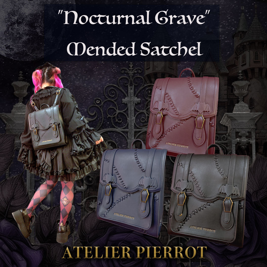 【ATELIER PIERROT】 “Nocturnal Grave”Mended Satchel ボルドー/ネイビー/ブラック