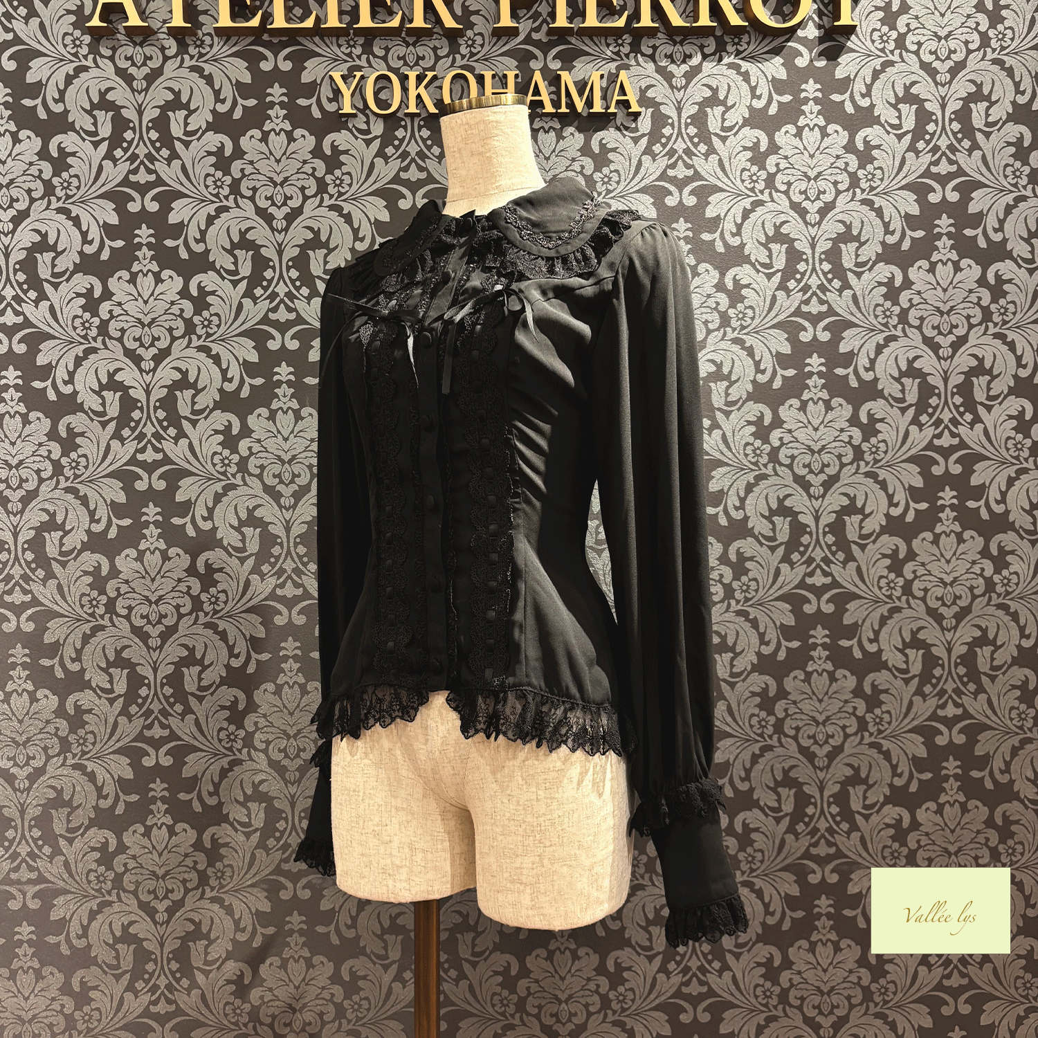 【Vallée lys】ヴァレリス Dreams Ladder Lace Long Sleeved Blouse ホワイト/ブラック×ホワイト/ブラック×ボルドー/ブラック×ネイビー/ブラック ★8月下旬発売★