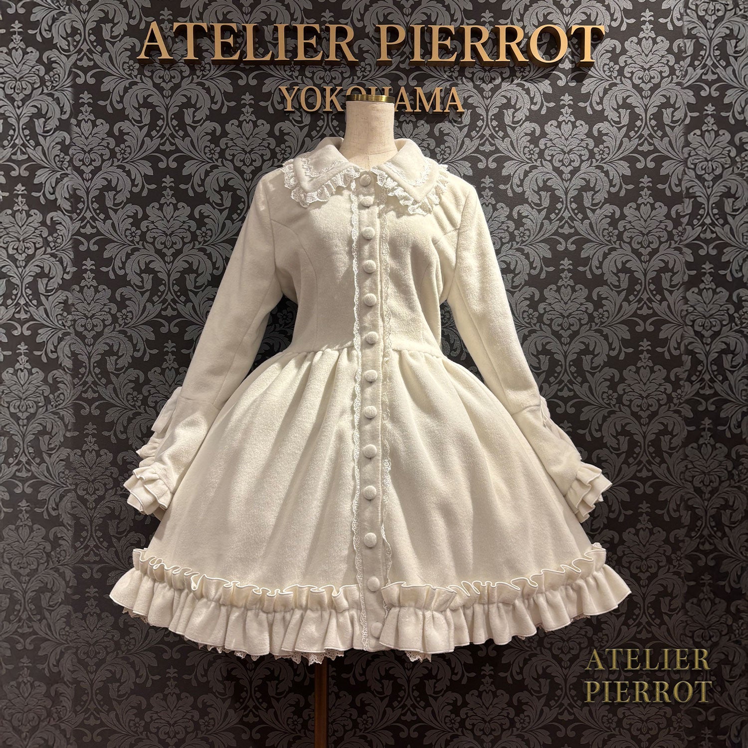 【ATELIER PIERROT】 Fleur d'Hiver Coat White/Bordeaux/Navy/Black★Released from late October to early November★
