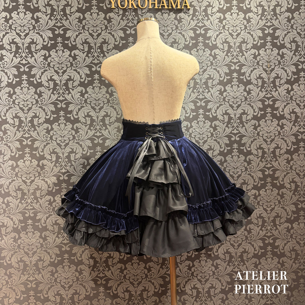 【ATELIER PIERROT】 ★ご予約受付中★ Adenophora Lace-Up Skirt ボルドー/新色パープル/ネイビー/ブラック