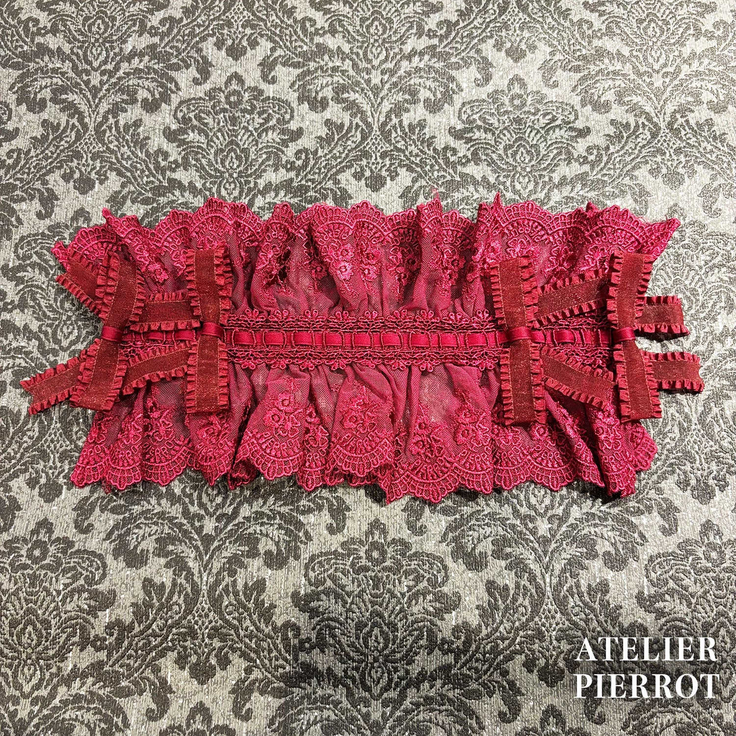 【ATELIER PIERROT】 Mystic Ribbon Lattice HeadDress アイボリー/ ボルドー/ネイビー/ブラック