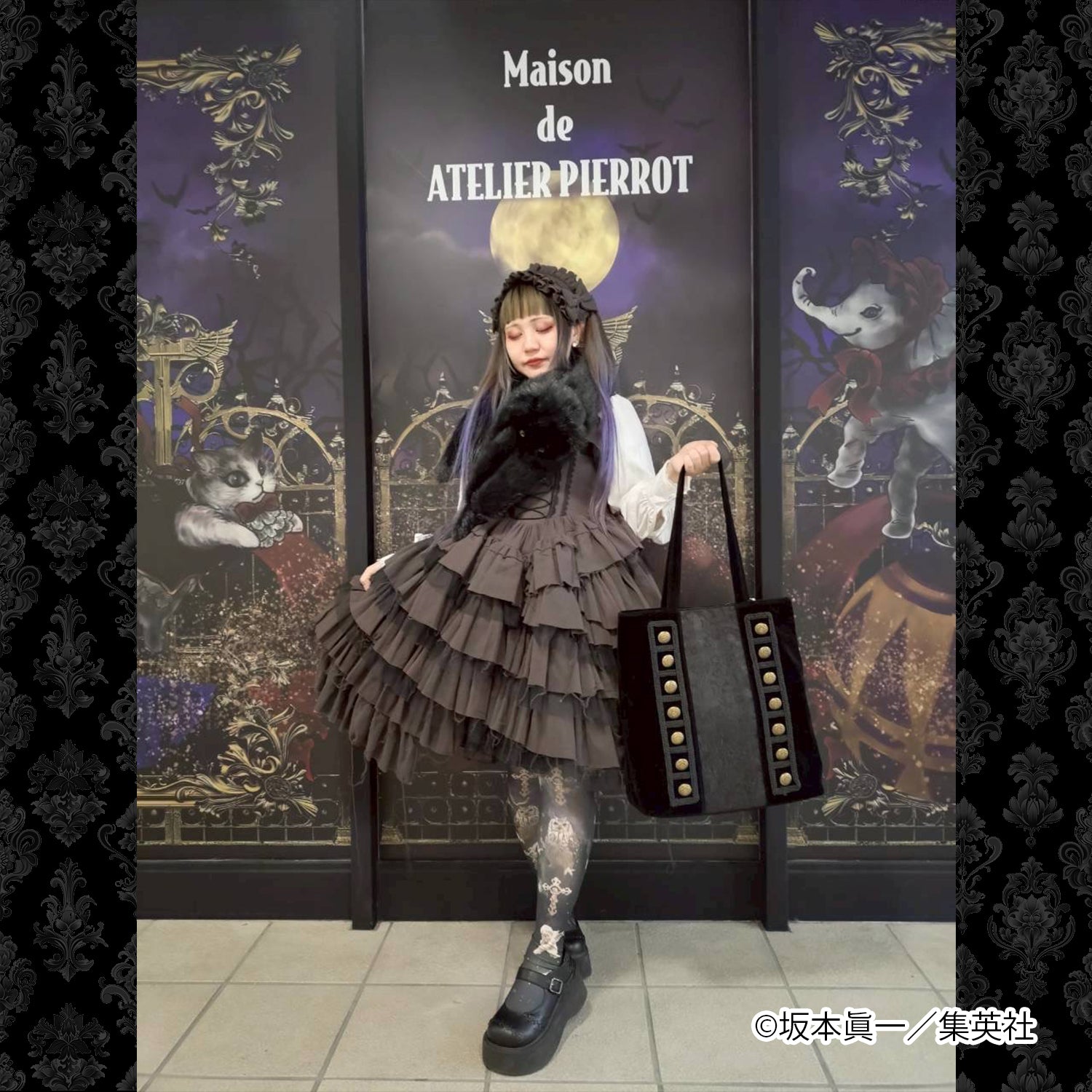 【ATELIER PIERROT】 「 イノサン 」トートバッグ -Gothic Lolita Tote Bag- ワイン/ブラック