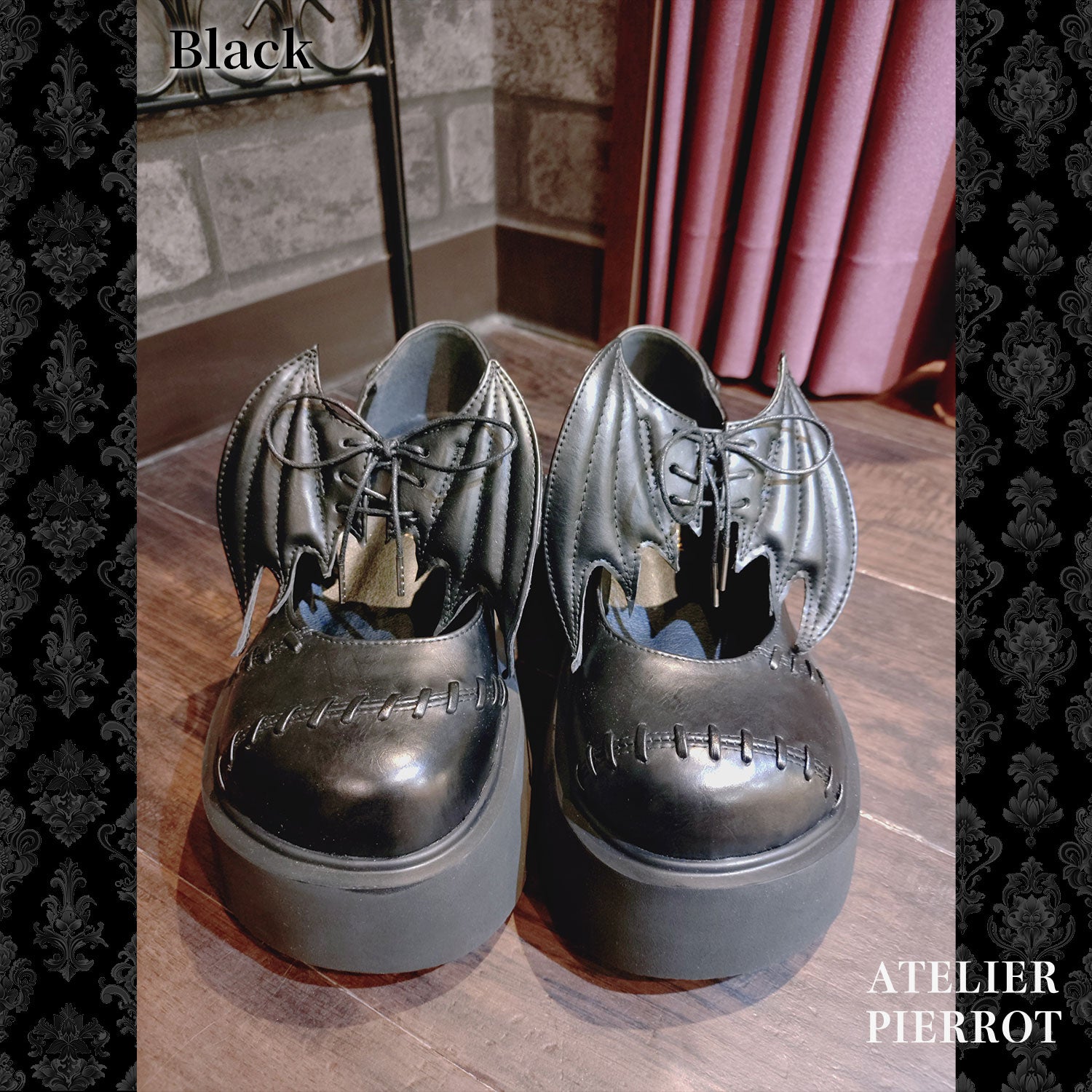 【ATELIER PIERROT】“夜間墳墓”蝙蝠翼梅德鞋金/黑色S/M/L/XL