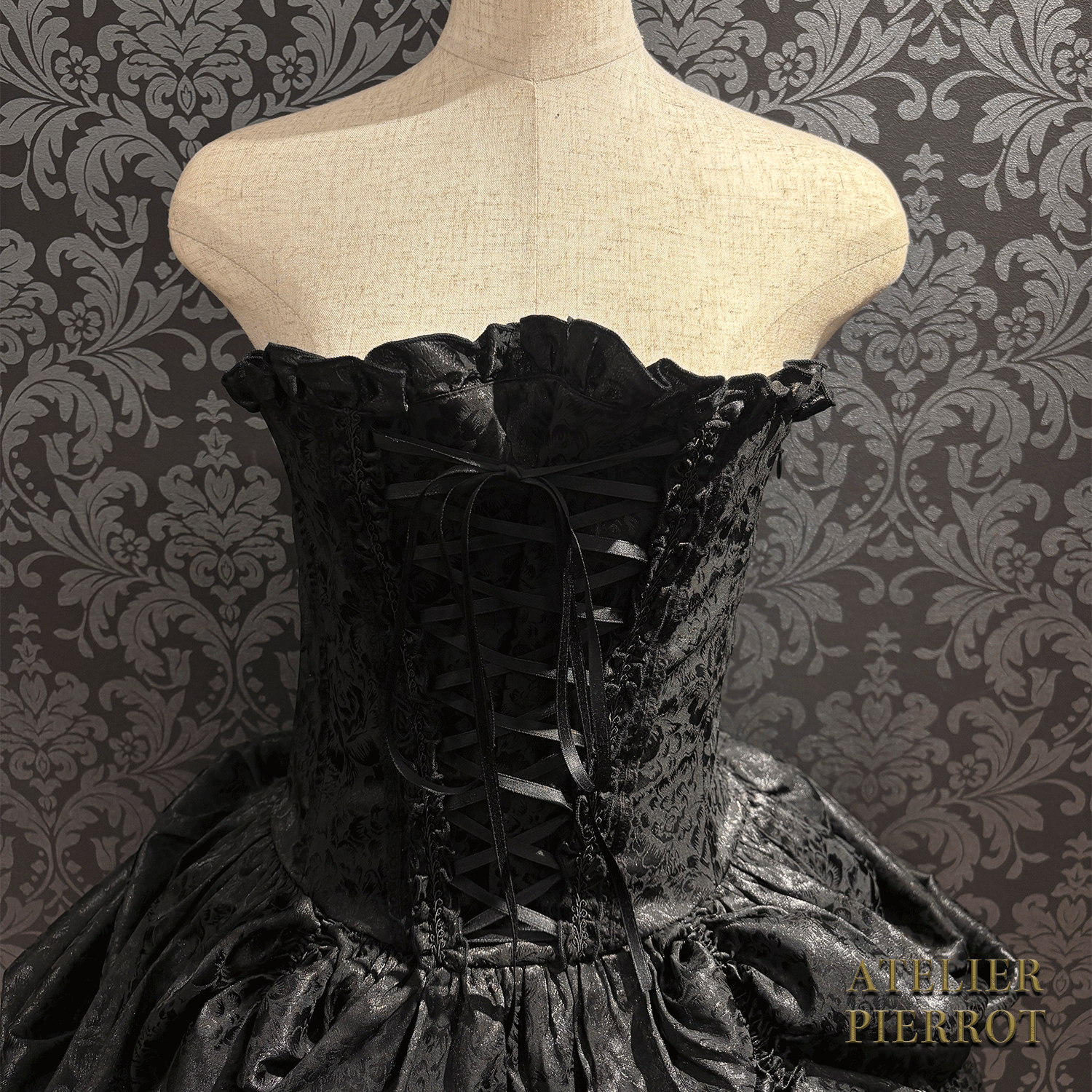 【ATELIER PIERROT】 Bustle Korsett Kleid Rose Jacquard