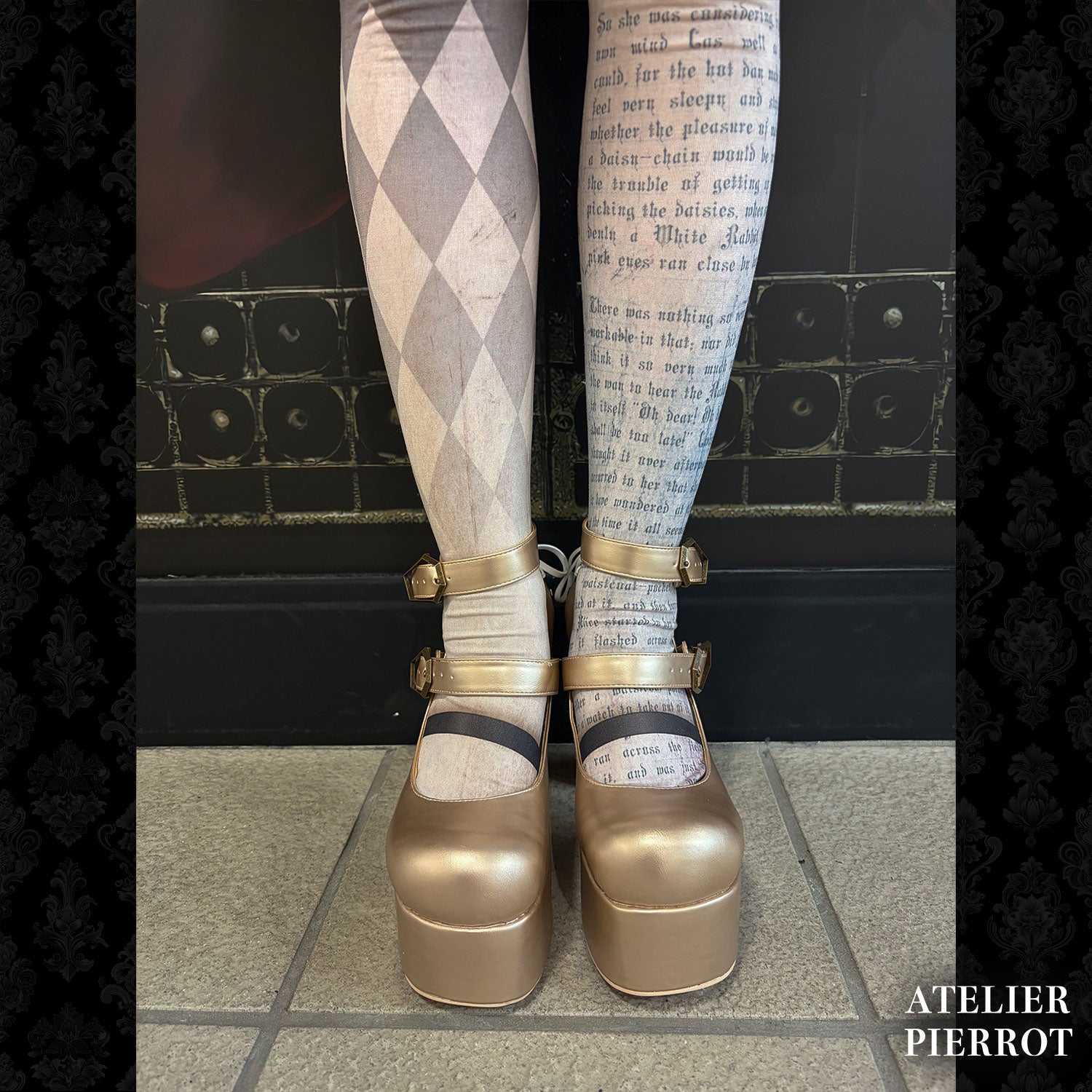 【ATELIER PIERROT】 ★ご予約受付中★ Coffin Buckle Lace-Up Platform Pumps ホワイト/ボルドー/ゴールド/ブラック S/M/L/XL