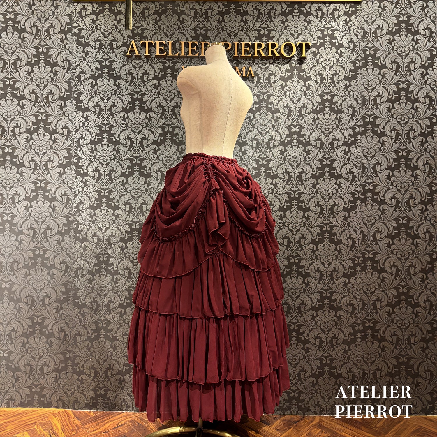 【ATELIER PIERROT】玫瑰裙长白色/波尔多/紫色/黑色