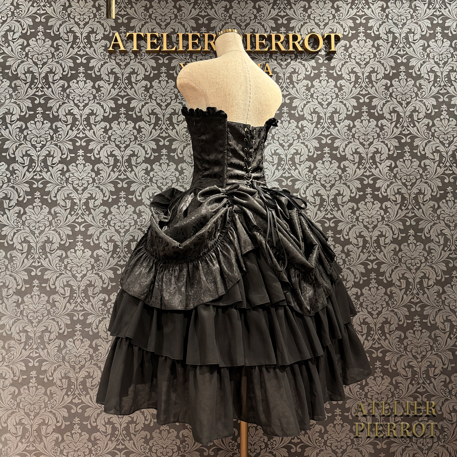【ATELIER PIERROT】 Bustle Korsett Kleid Rose Jacquard