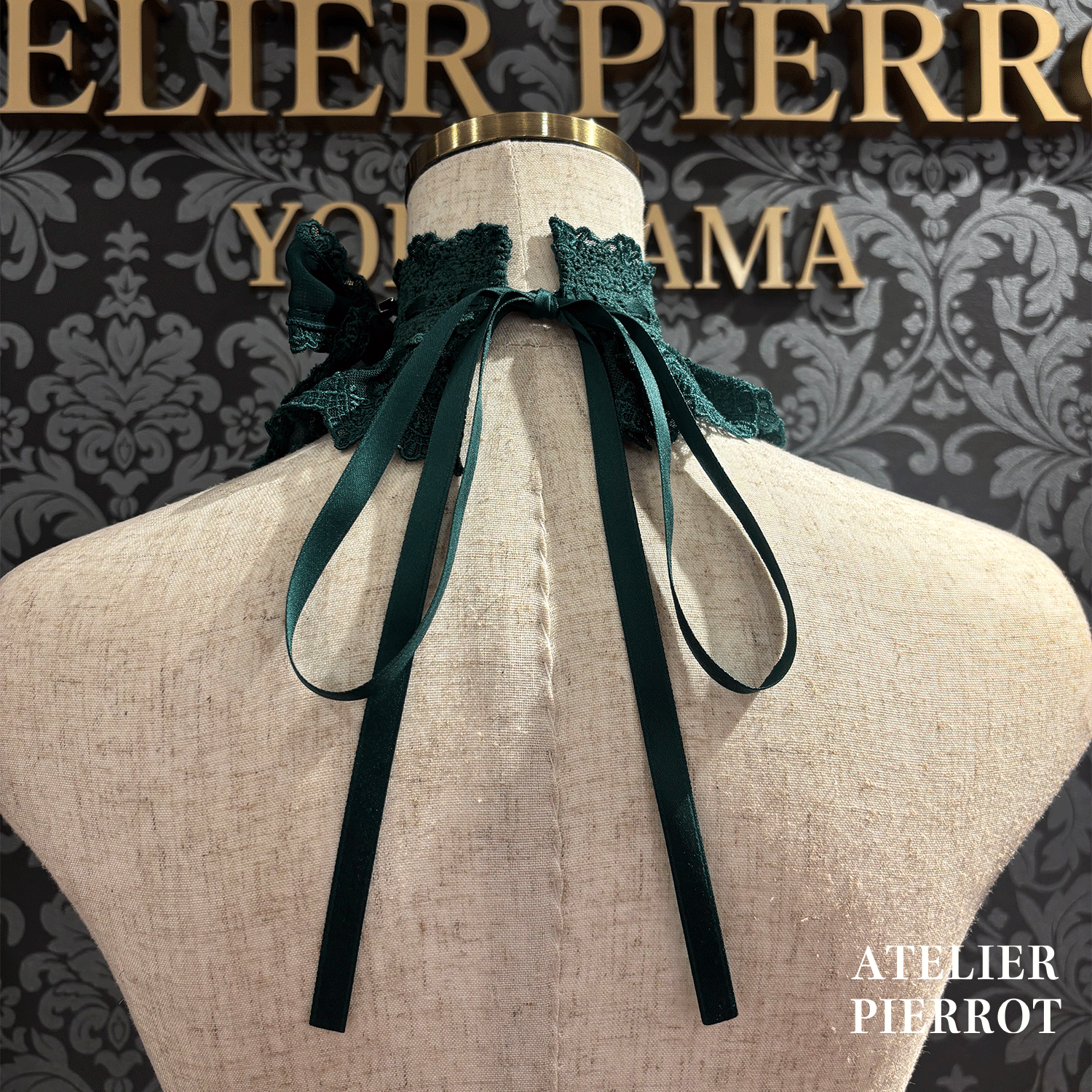 【ATELIER PIERROT】带蕾丝的宽限期螺丝白色/波尔多/紫色/绿色/海军/黑色