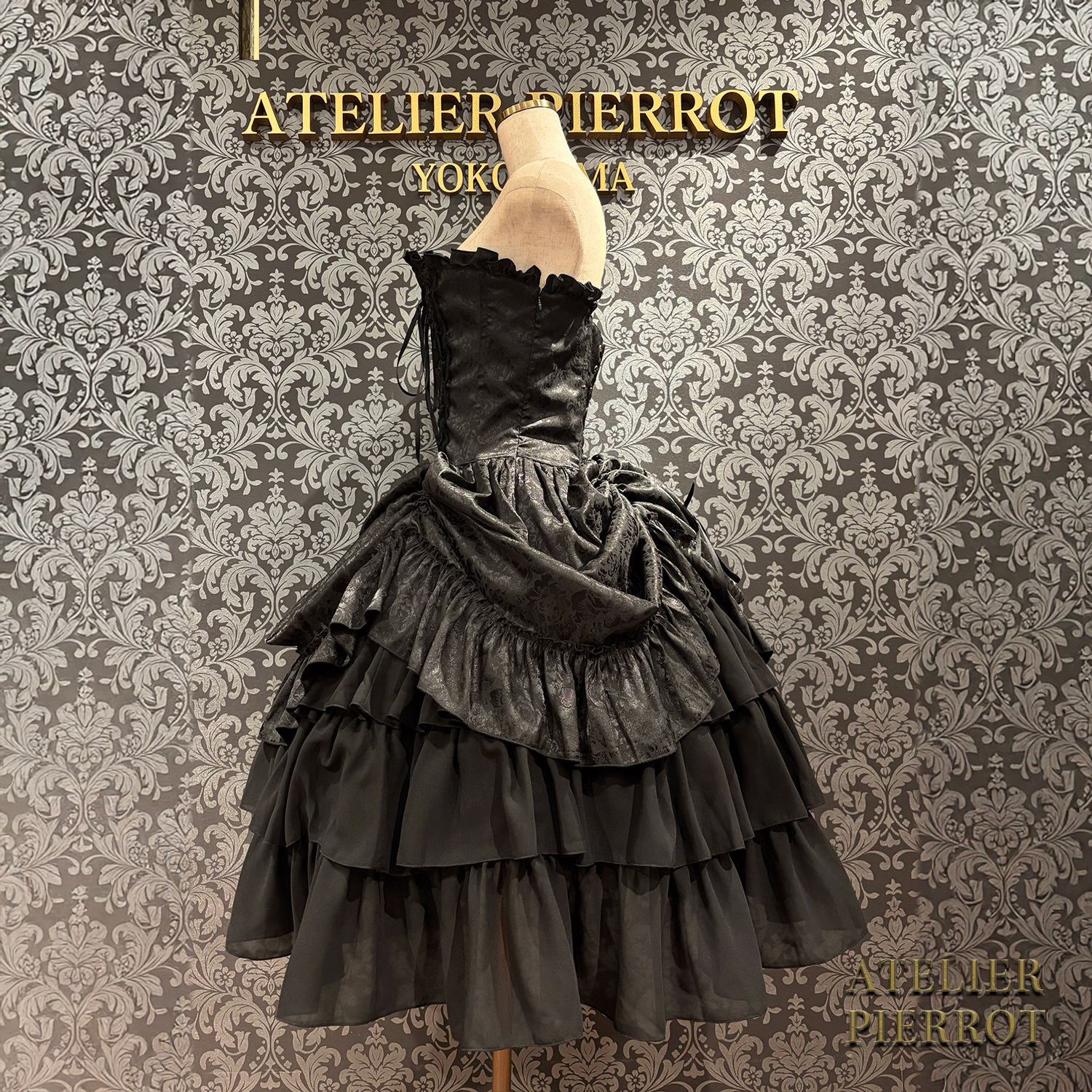 【ATELIER PIERROT】 Bustle Korsett Kleid Rose Jacquard