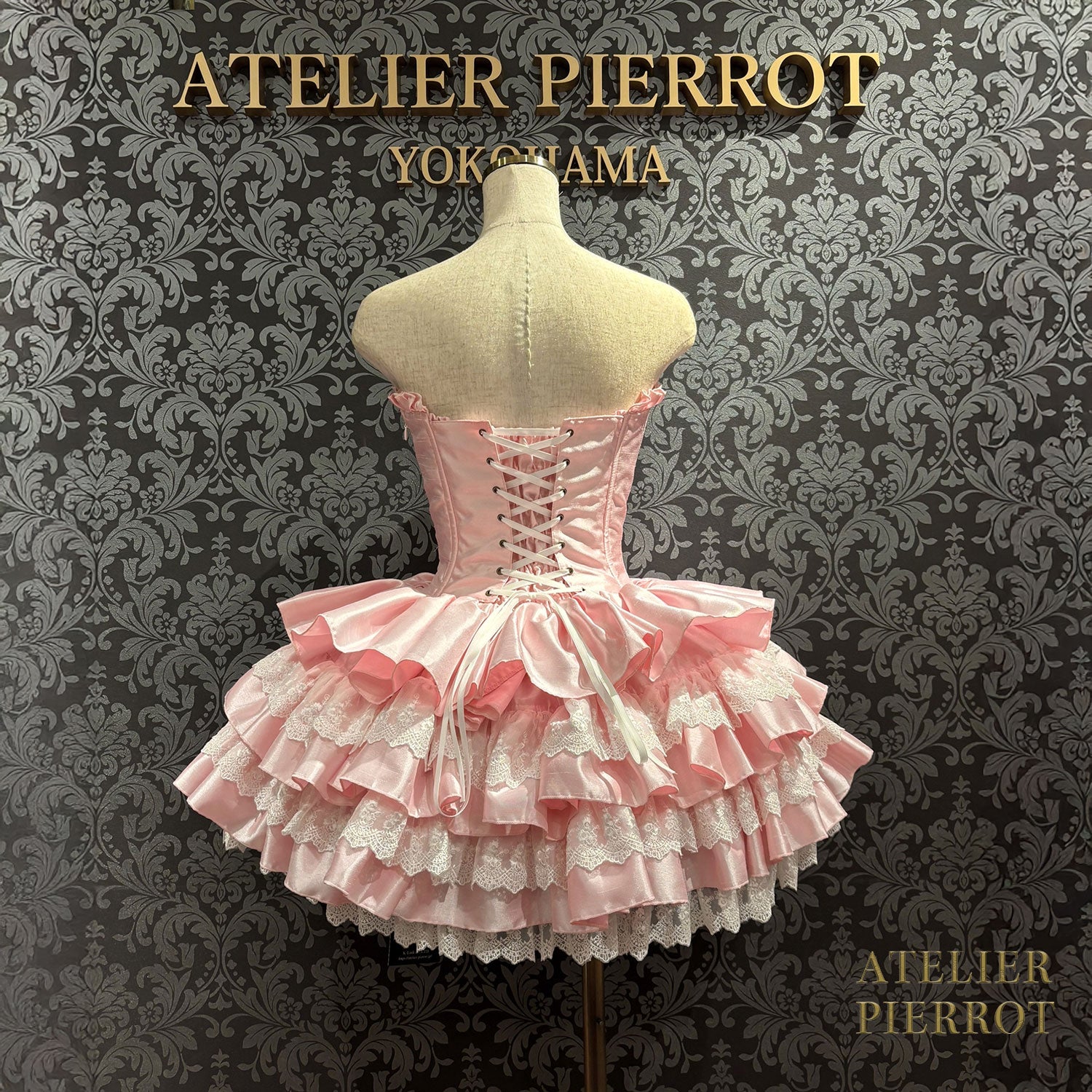 【ATELIER PIERROT】 Vestido mini corsé, blanco/rosa/saxofón/púrpura/verde/azul marino/negro x blanco/negro★Período de pedido hasta el domingo 5 de octubre★