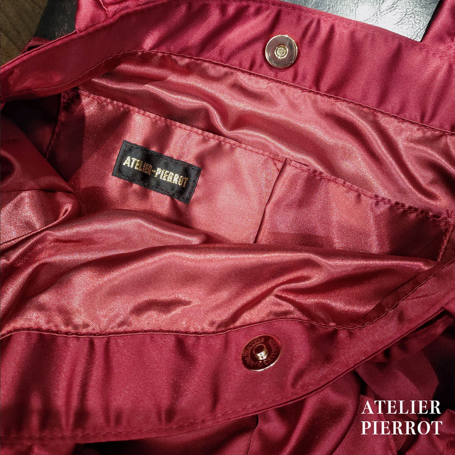 【ATELIER PIERROT】Romantic Ribbon Tote Bag ボルドー/ブラック★紅白限定セール10%OFF!!1/20(火)まで★