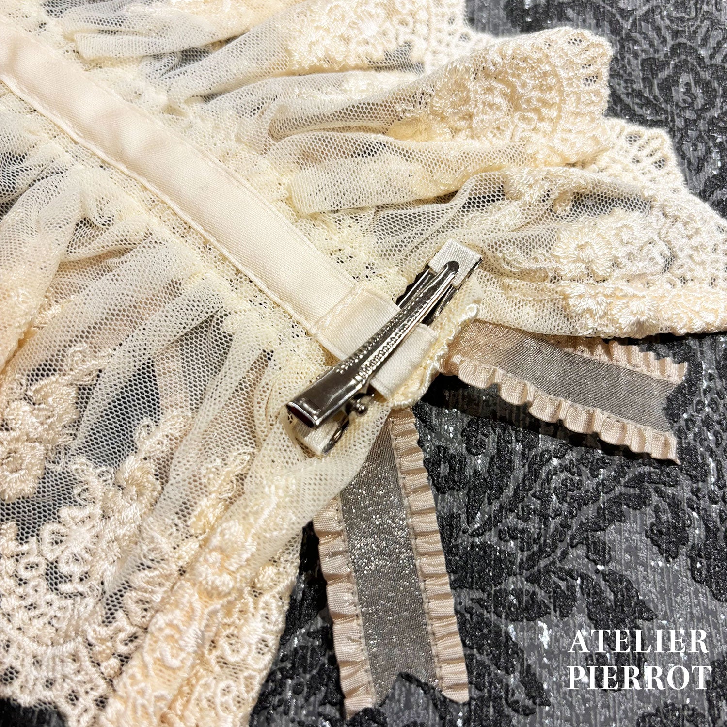 【ATELIER PIERROT】 Mystic Ribbon Lattice HeadDress アイボリー/ ボルドー/ネイビー/ブラック