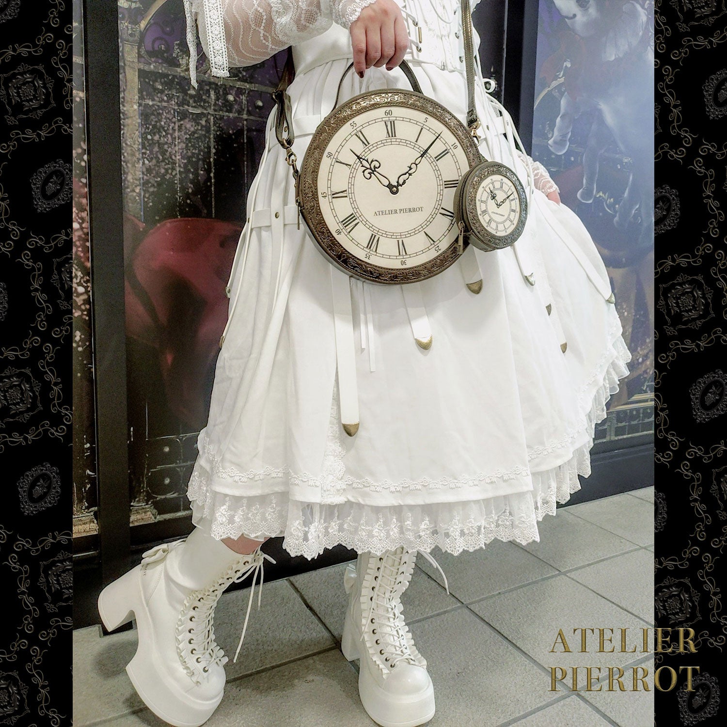 【ATELIER PIERROT】“Aeon” Clock Shoulder Bag ブロンズ/ブラック