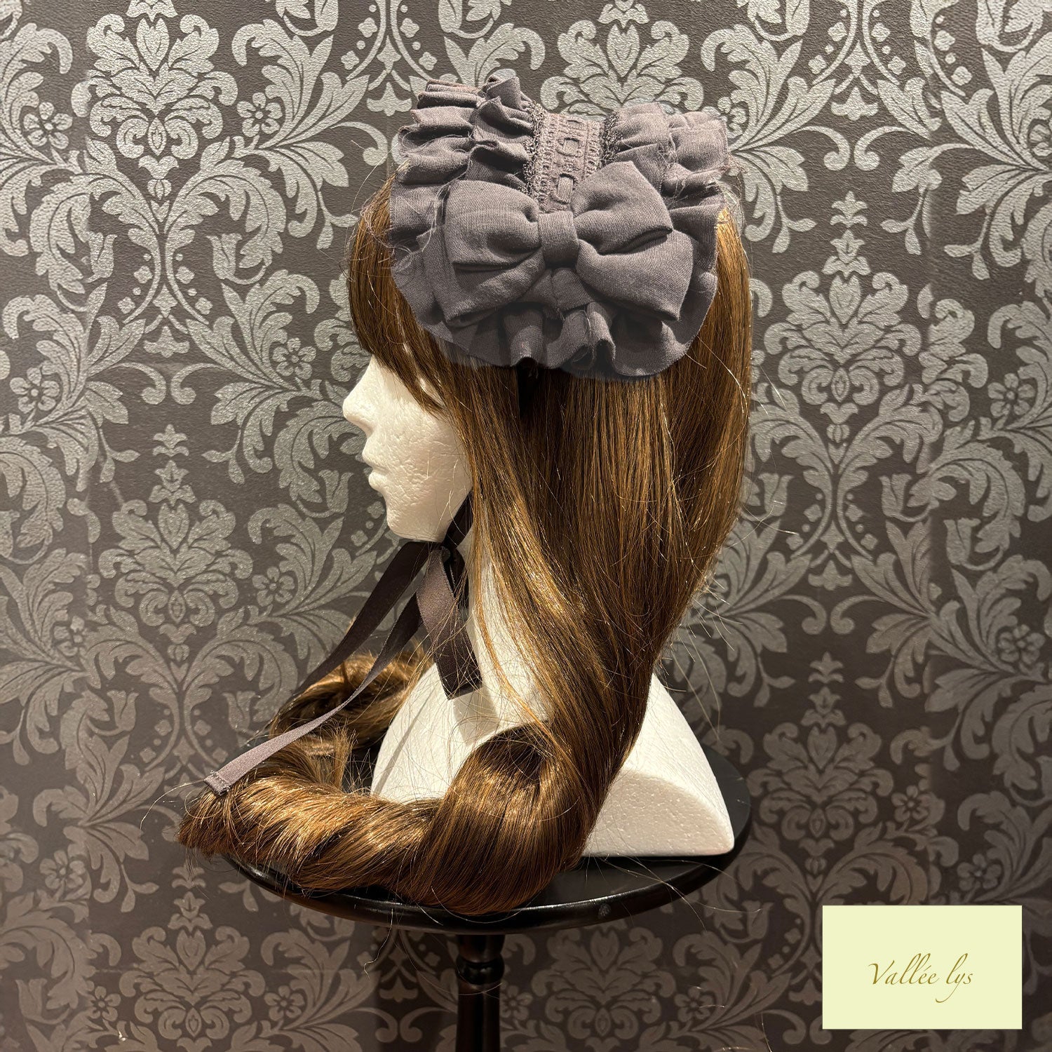 【Vallée lys】ヴァレリス Nonette -Gauze-Headdress ボルドー/グレー/ブラック ★11月下旬~12月上旬発売★