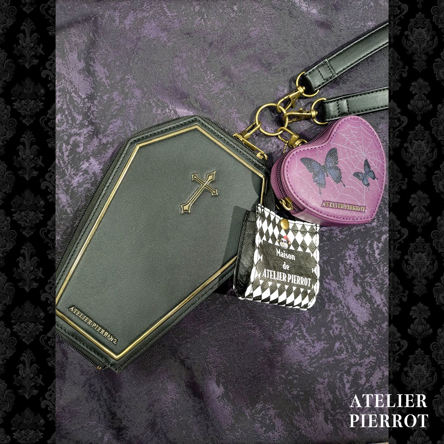 ATELIER-PIERROT】 ★ご予約受付中★ Mini Shopping Bag Charm ダイヤ柄/ブラック