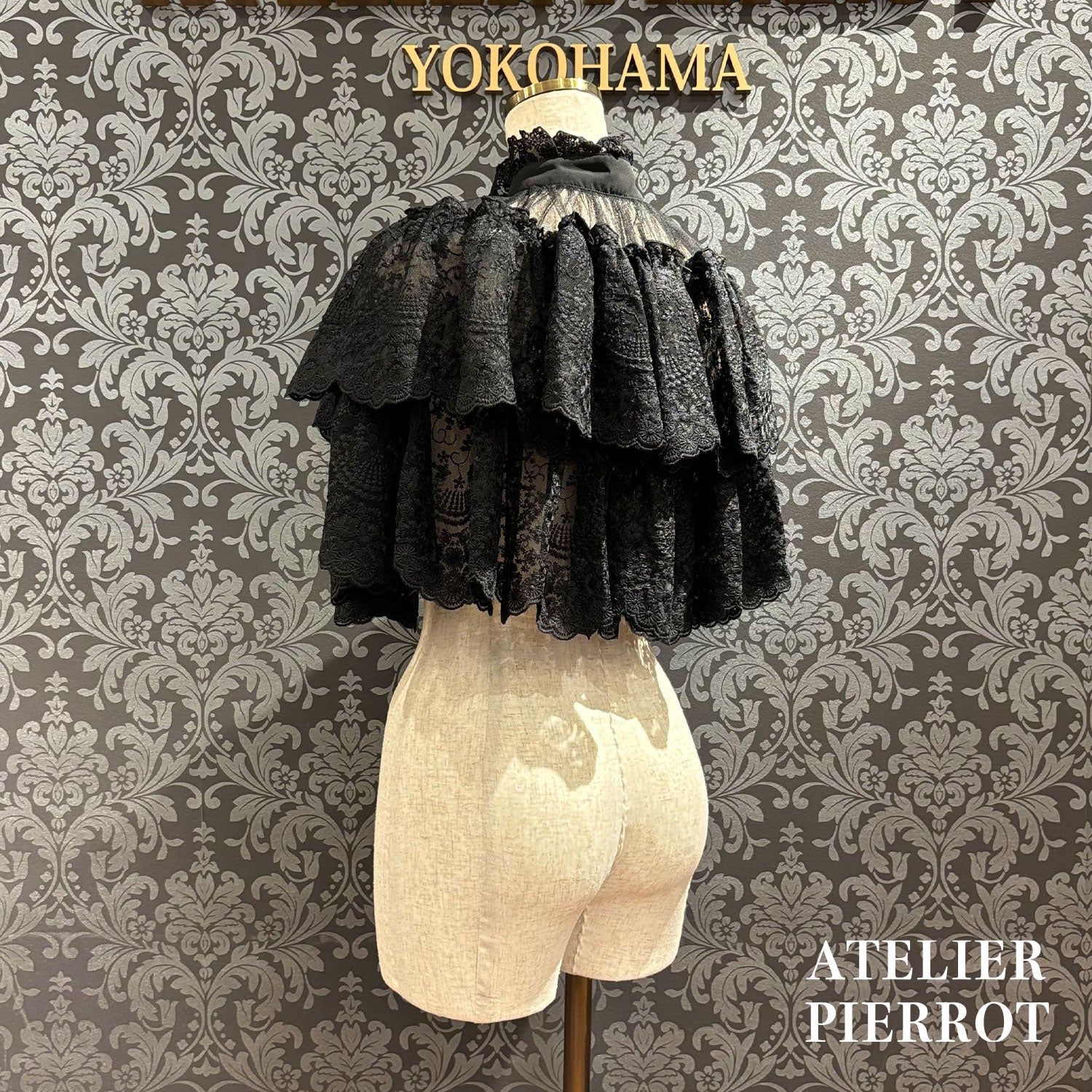 【ATELIER PIERROT】 ★Jetzt Reservierungen entgegennehmen★Chantilly-Spitzen-CapeletWhite/Black