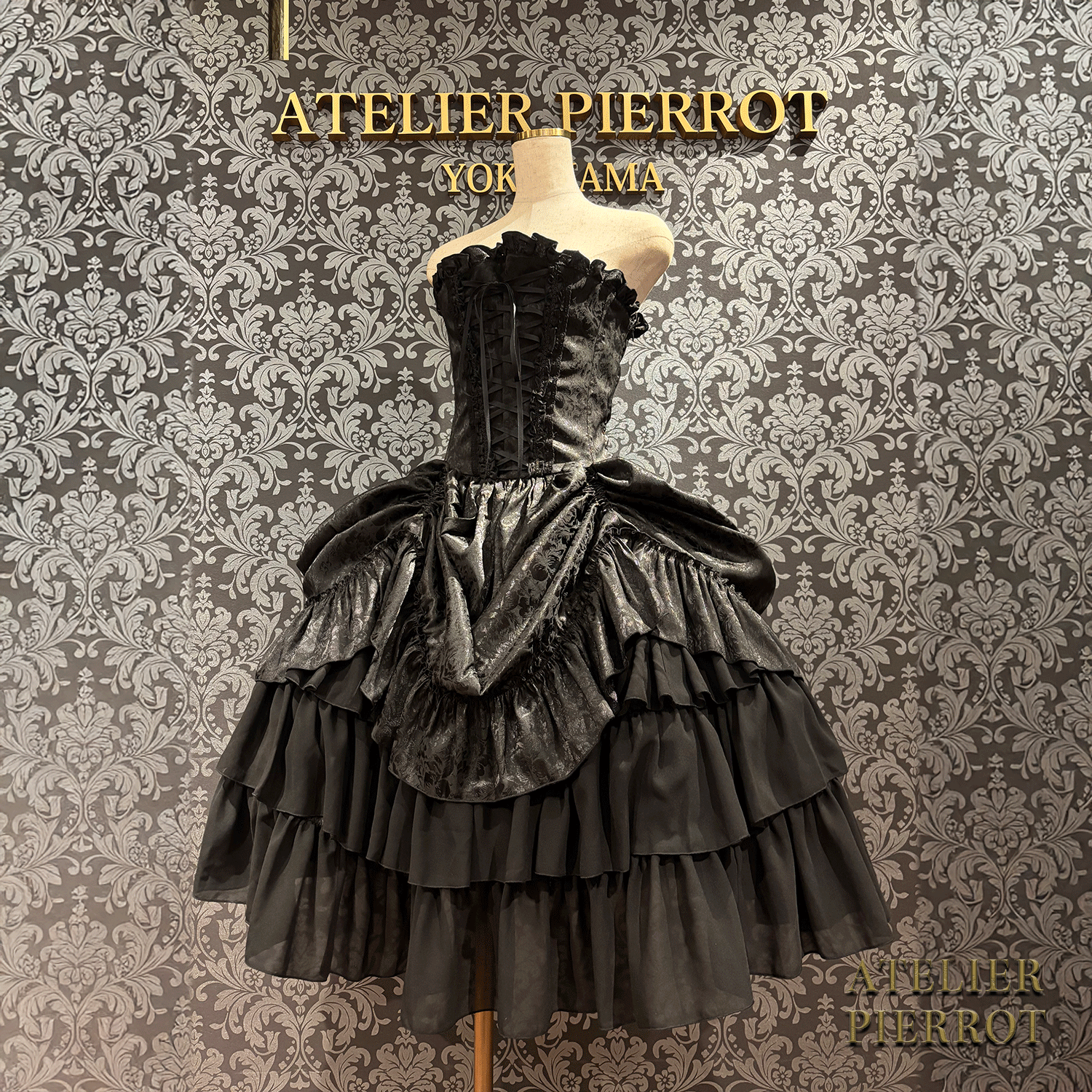 【ATELIER PIERROT】 Bustle Korsett Kleid Rose Jacquard