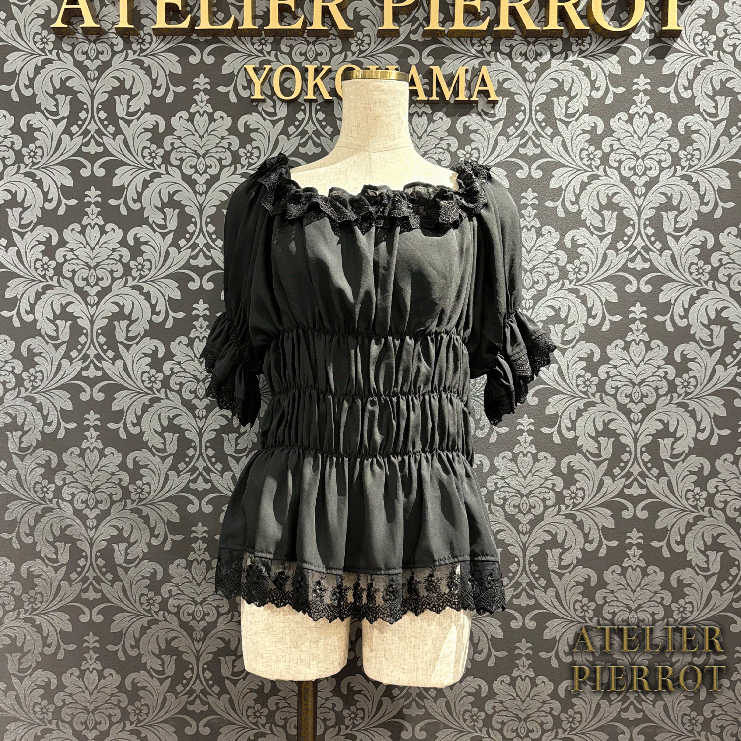 【ATELIER PIERROT】 Twinkle Ribbons Blouse White/Black
