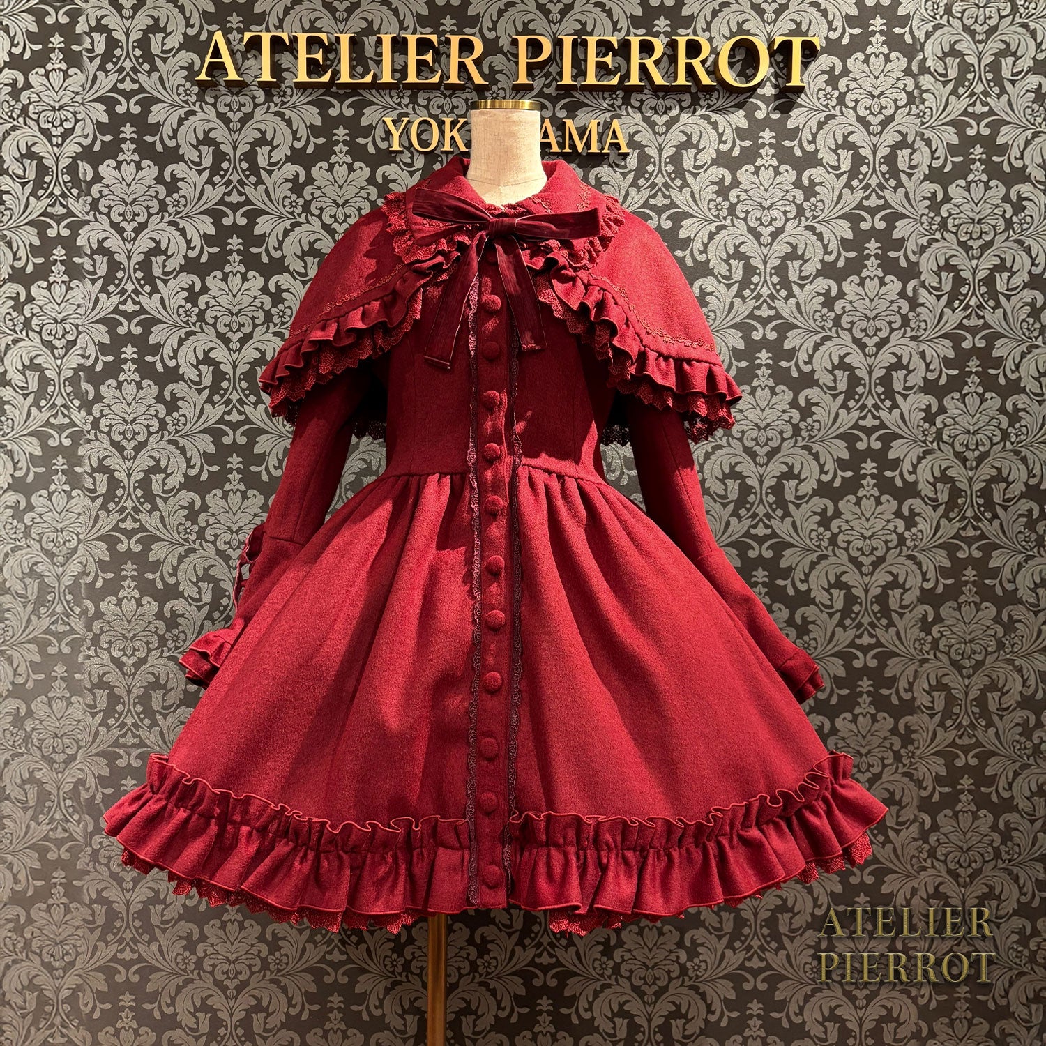 【ATELIER PIERROT】 Fleur d'Hiver Coat White/Bordeaux/Navy/Black★Released from late October to early November★