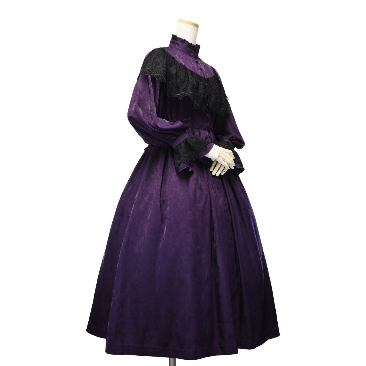 【Sheglit】シェグリット "Luisa"ジャガードレースドレス パープル(アトリエピエロ限定カラー)/ブラック