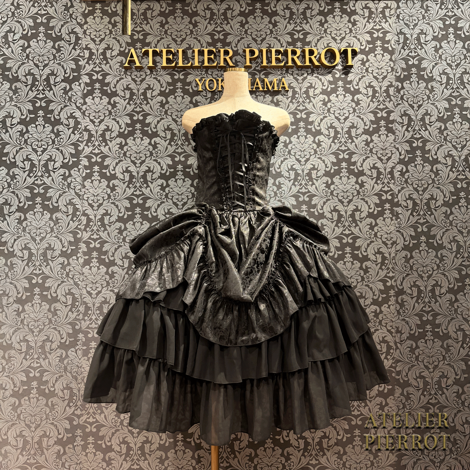 【ATELIER PIERROT】 Bustle Korsett Kleid Rose Jacquard