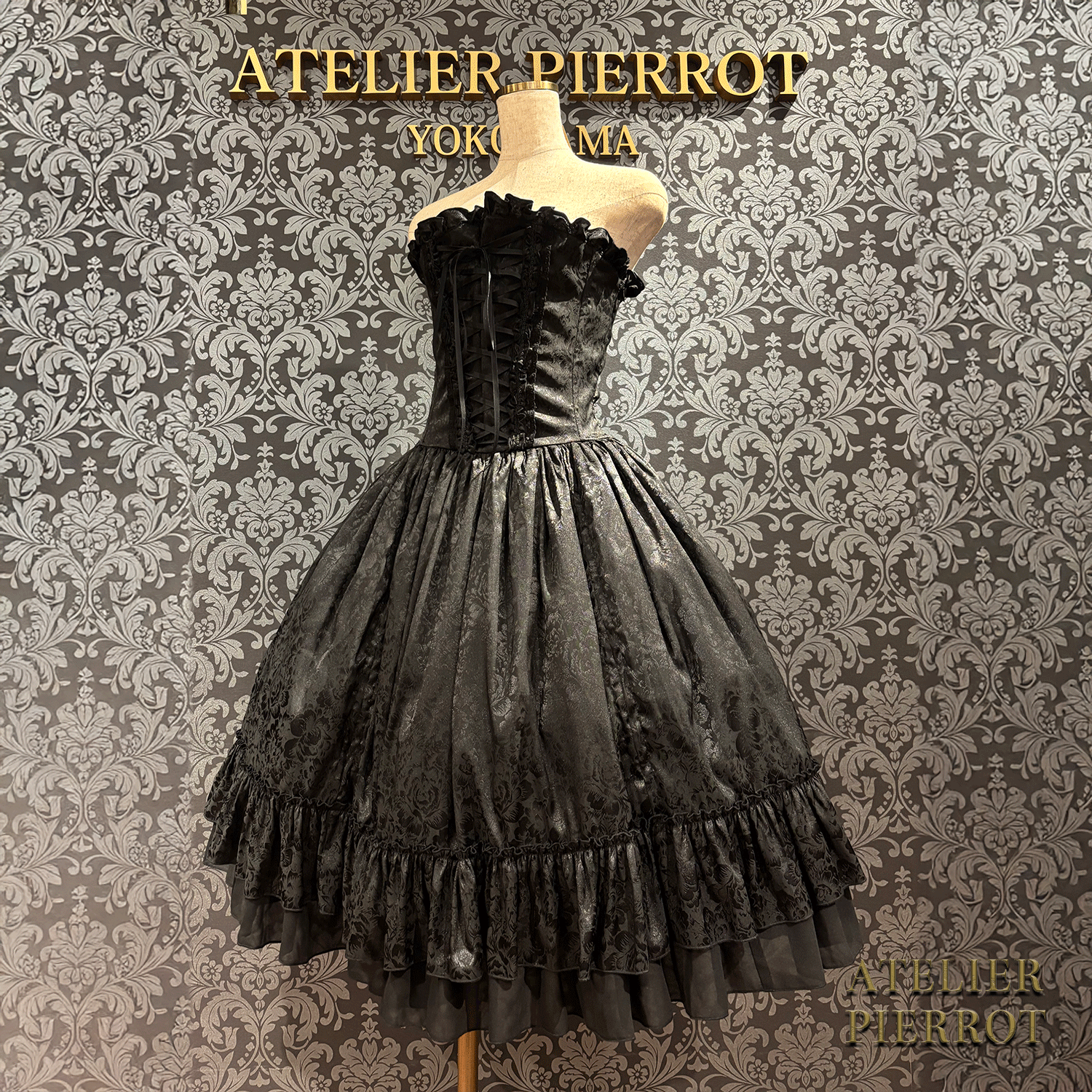 【ATELIER PIERROT】 Bustle Korsett Kleid Rose Jacquard
