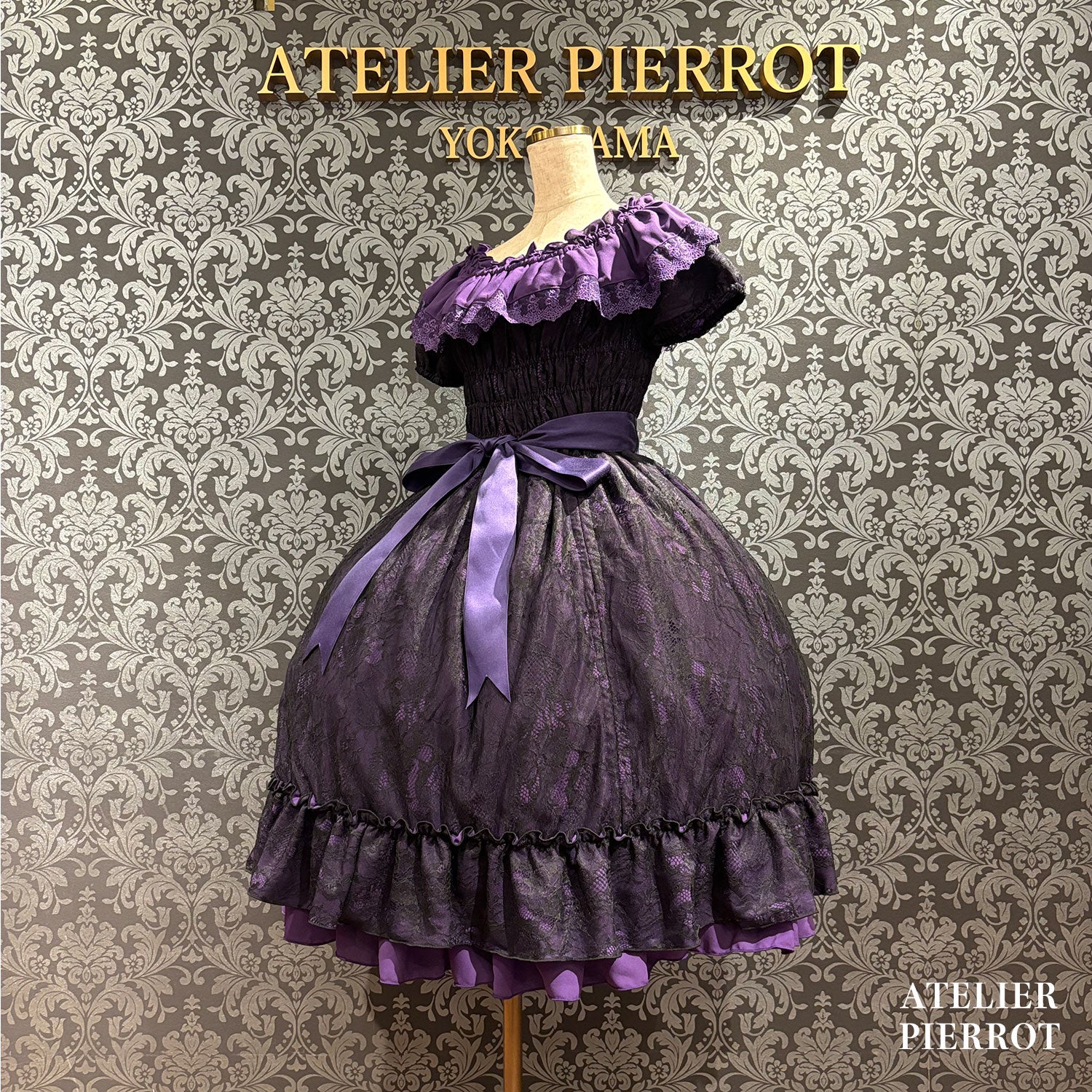 【ATELIER PIERROT】 Ruined Castle Dress 新色ホワイト/ボルドー/新色パープル/ネイビー/ホワイト×ブラック/ブラック
