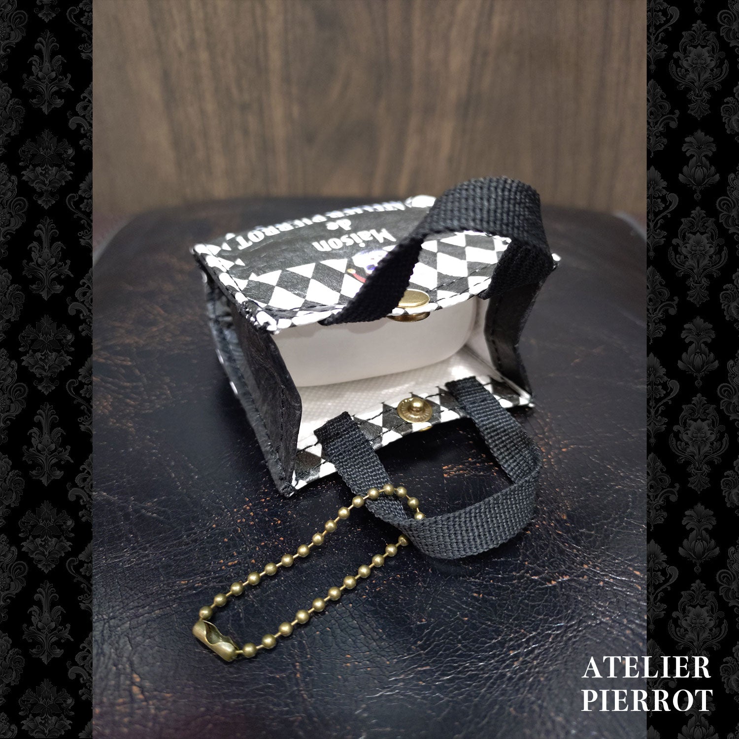 ATELIER-PIERROT】 ★ご予約受付中★ Mini Shopping Bag Charm ダイヤ柄/ブラック