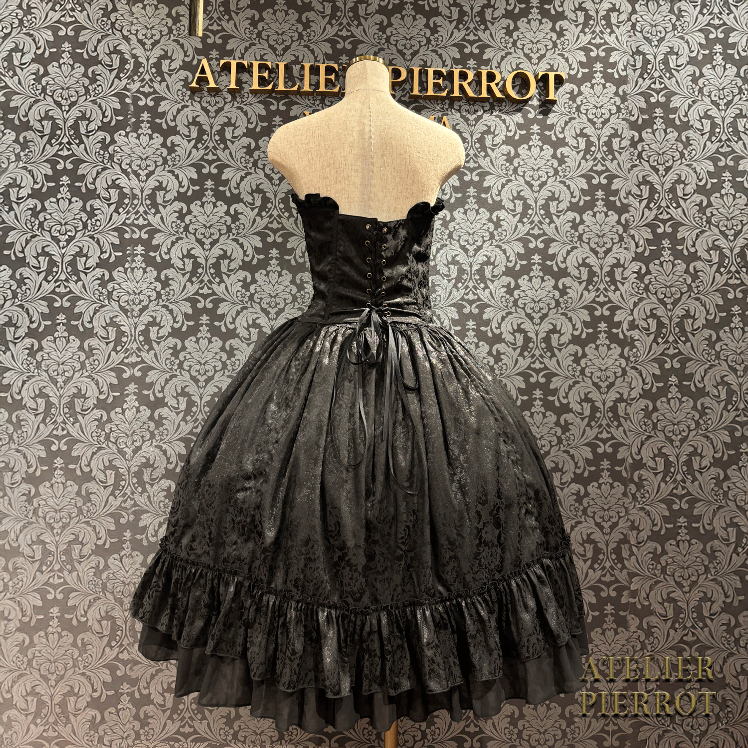 【ATELIER PIERROT】 Bustle Korsett Kleid Rose Jacquard