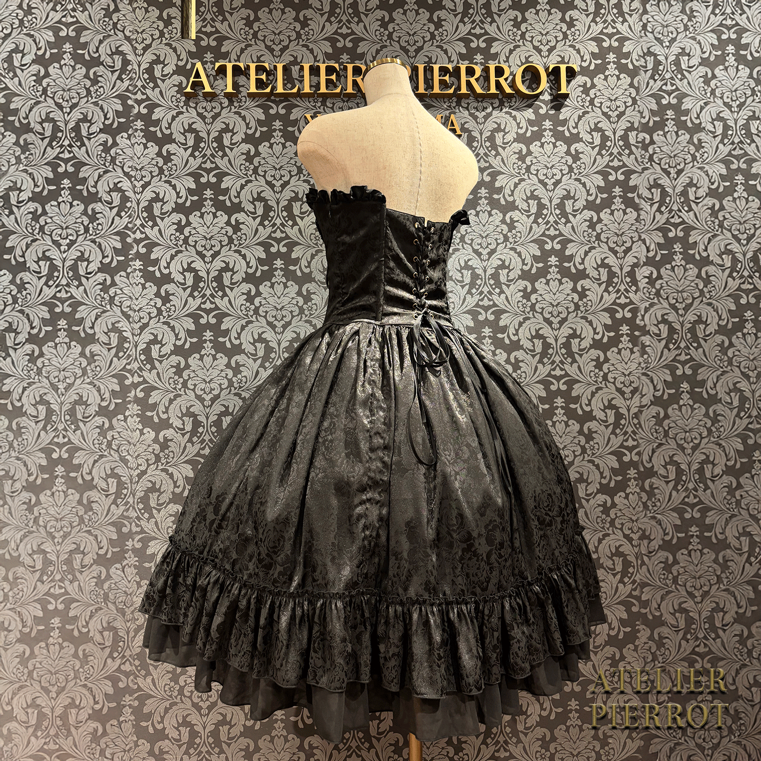 【ATELIER PIERROT】 Bustle Korsett Kleid Rose Jacquard