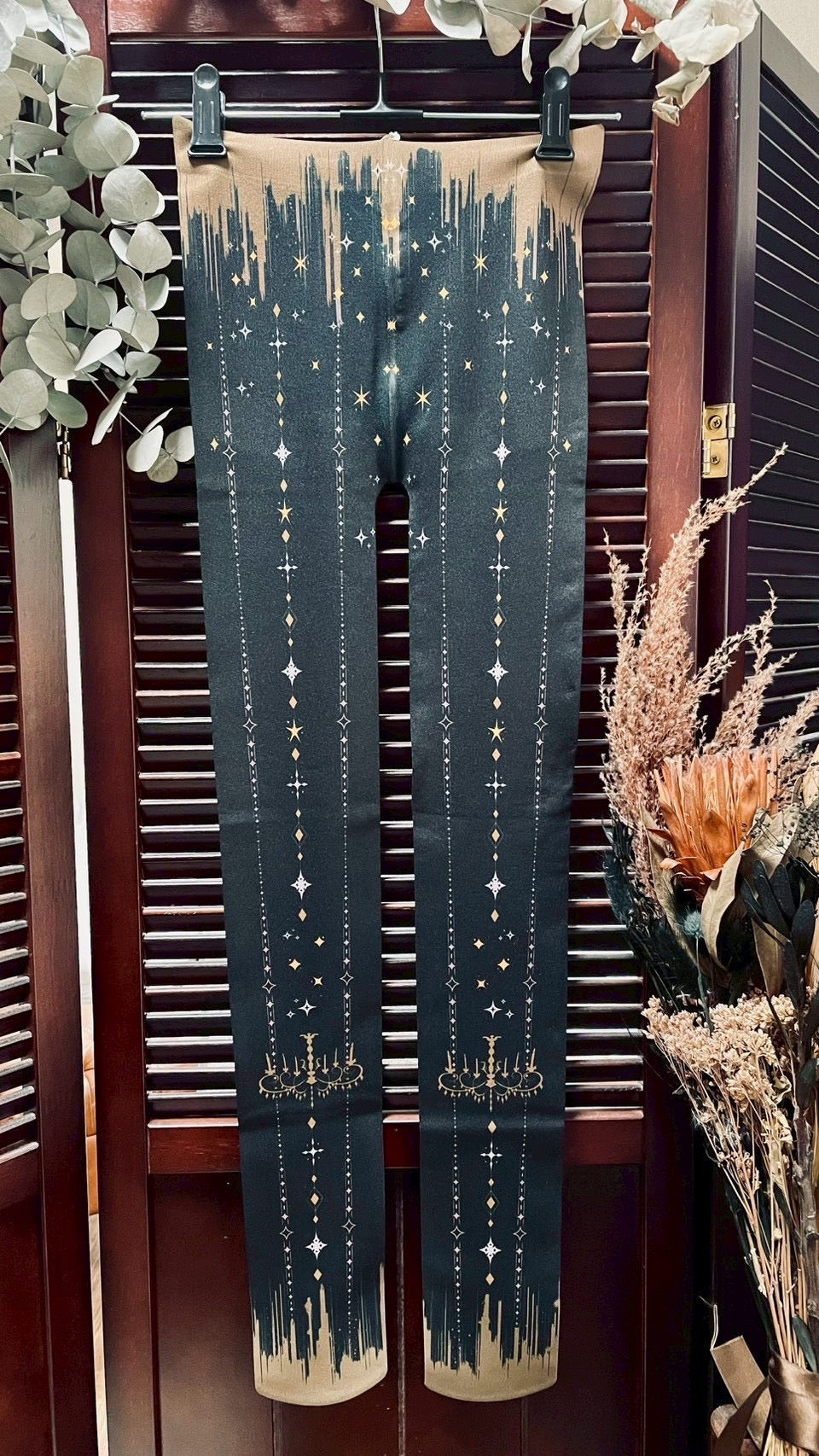 【Morun×Muuna Stoik】モランムーナストイック Starlightタイツ アイボリー×黒/黒×ゴールド