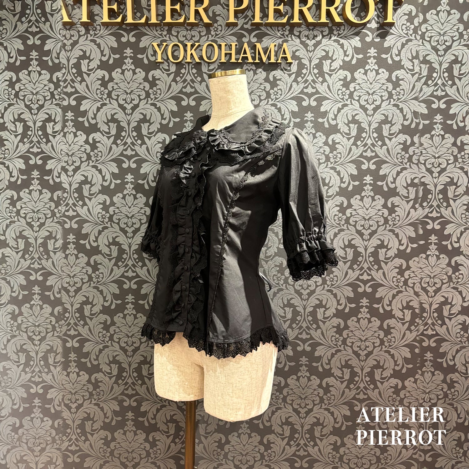 【ATELIER PIERROT】 Petite Rose BlouseWhite/Bordeaux/Black