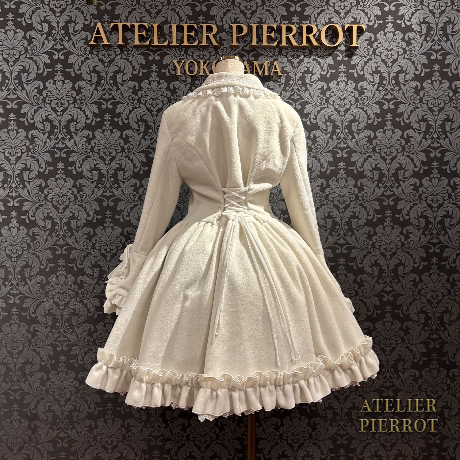 【ATELIER PIERROT】 Fleur d'Hiver Coat White/Bordeaux/Navy/Black★Released from late October to early November★