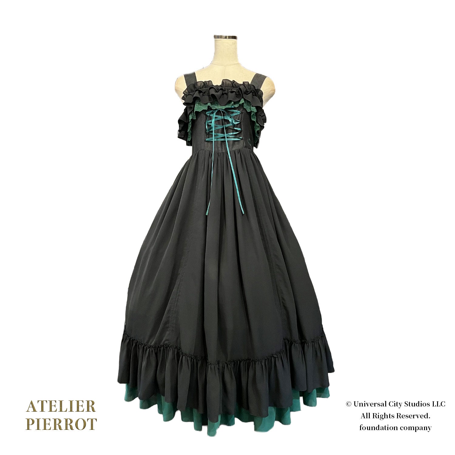 【ATELIER PIERROT】 WICKED/Elphaba’s Long Bustle JSK 黒×緑/黒×黒