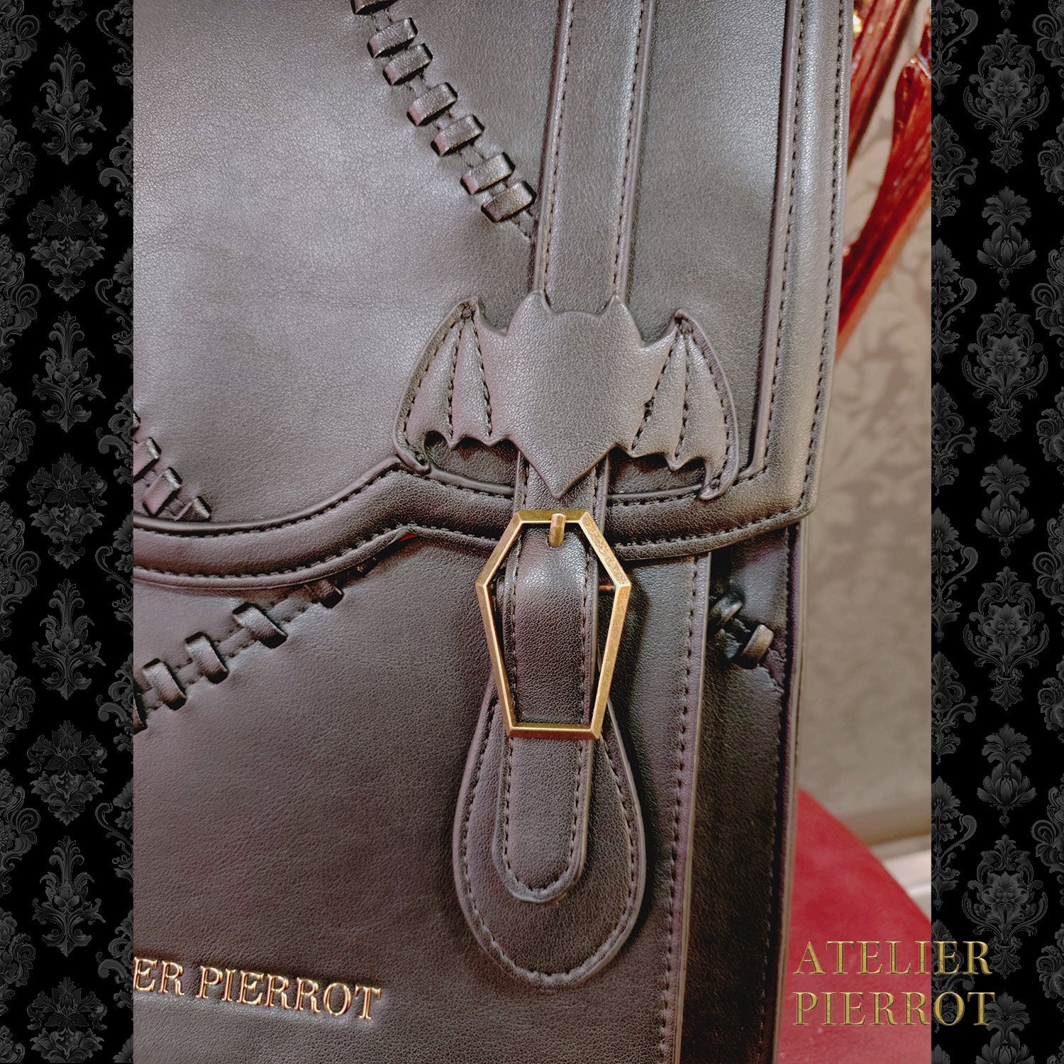 【ATELIER PIERROT】 “Nocturnal Grave”Mended Satchel ボルドー/ネイビー/ブラック