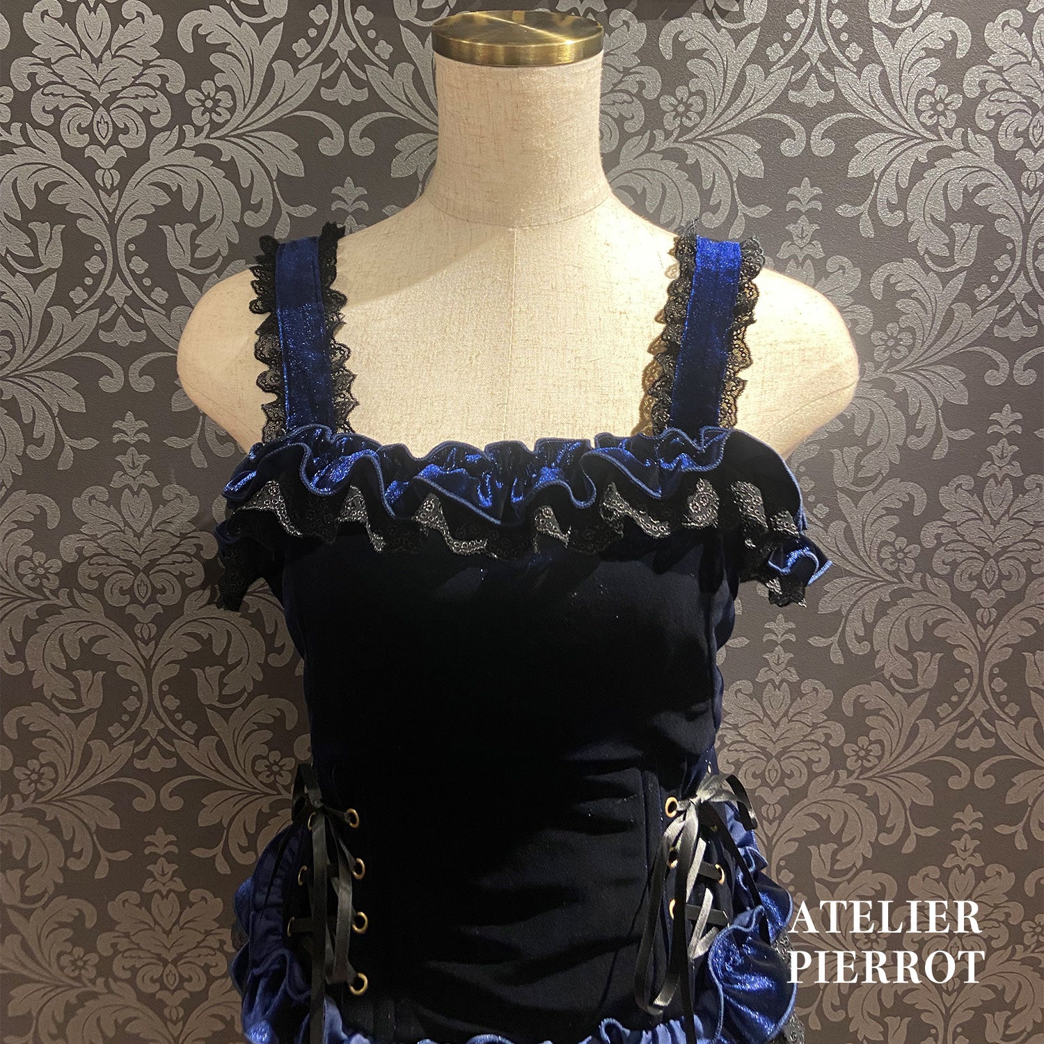 【ATELIER PIERROTAdenophora Lace-Up Camisole波尔多/海蓝色/黑色★预定10月上旬~中旬发售★
