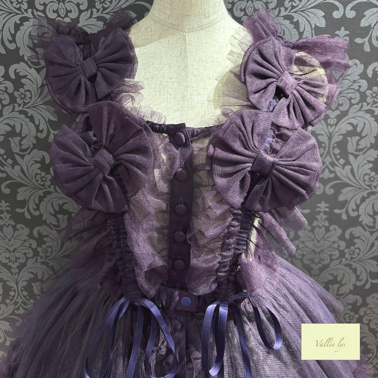 【Vallée lys】ヴァレリス Nocturne Tulle Harness ホワイト/ピンク/ボルドー/パープル/グレー/ブラック★サマーセール対象!!8月24日まで★