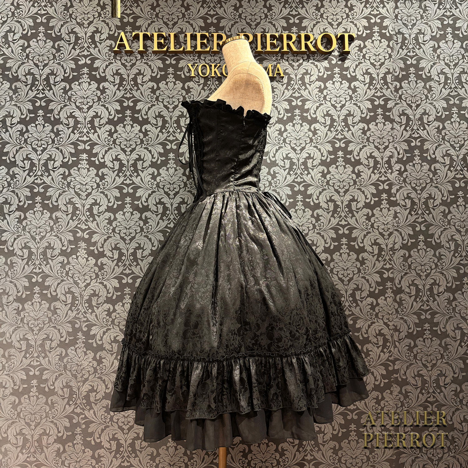 【ATELIER PIERROT】 Bustle Korsett Kleid Rose Jacquard