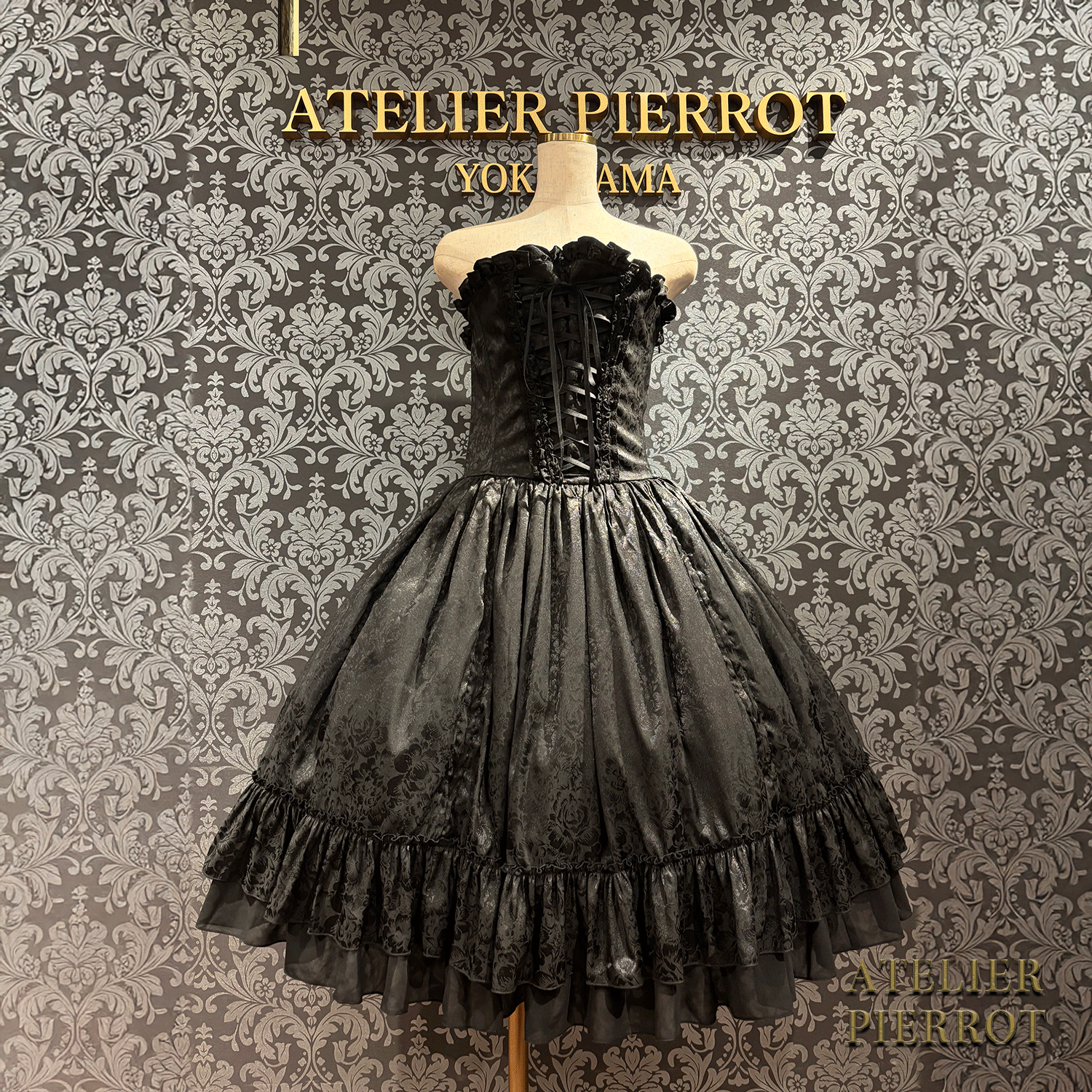 【ATELIER PIERROT】 Bustle Korsett Kleid Rose Jacquard