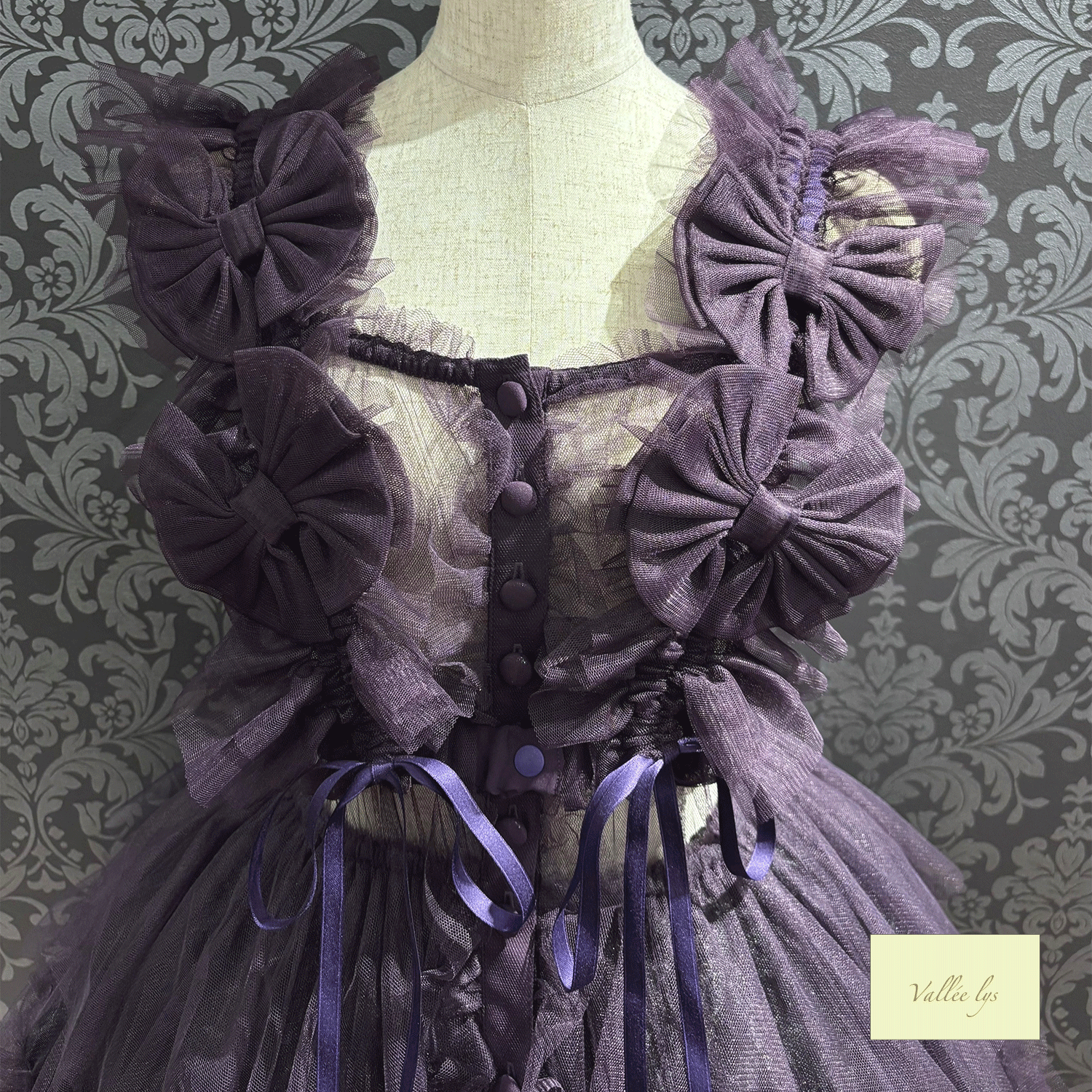 【Vallée lys】ヴァレリス Nocturne Tulle Harness ホワイト/ピンク/ボルドー/パープル/グレー/ブラック★サマーセール対象!!8月24日まで★