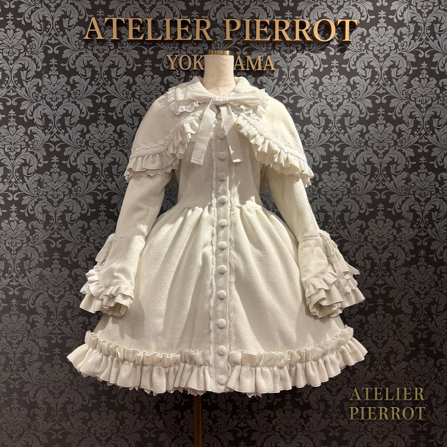 【ATELIER PIERROT】 Fleur d'Hiver Coat White/Bordeaux/Navy/Black★Released from late October to early November★
