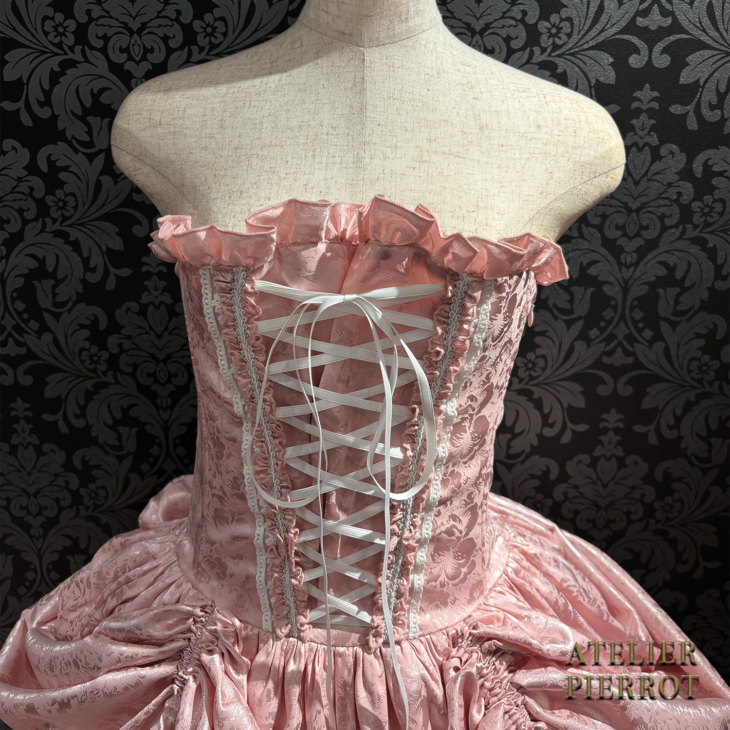 【ATELIER PIERROT】 Bustle Korsett Kleid Rose Jacquard