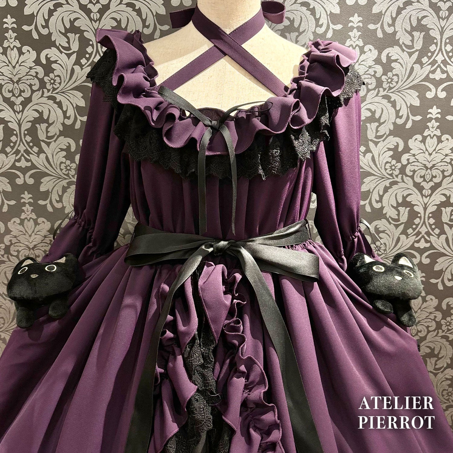 【ATELIER PIERROT】 ★Ahora aceptando reservas★Vestido Nocturno NegroWhite/Marfil/Purple/Navy/Black