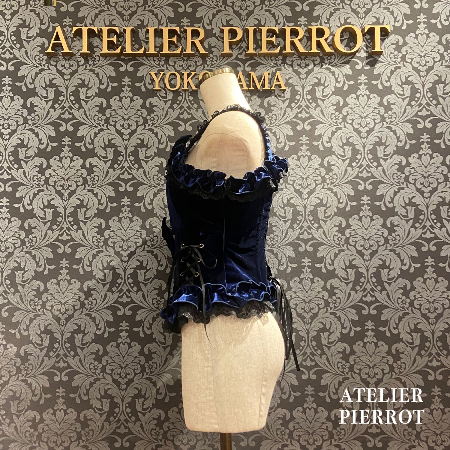 【ATELIER PIERROTAdenophora 레이스 업 Camisole Bordeaux/Navy/Black★10 월 초에서 중순까지 출시 될 예정입니다★