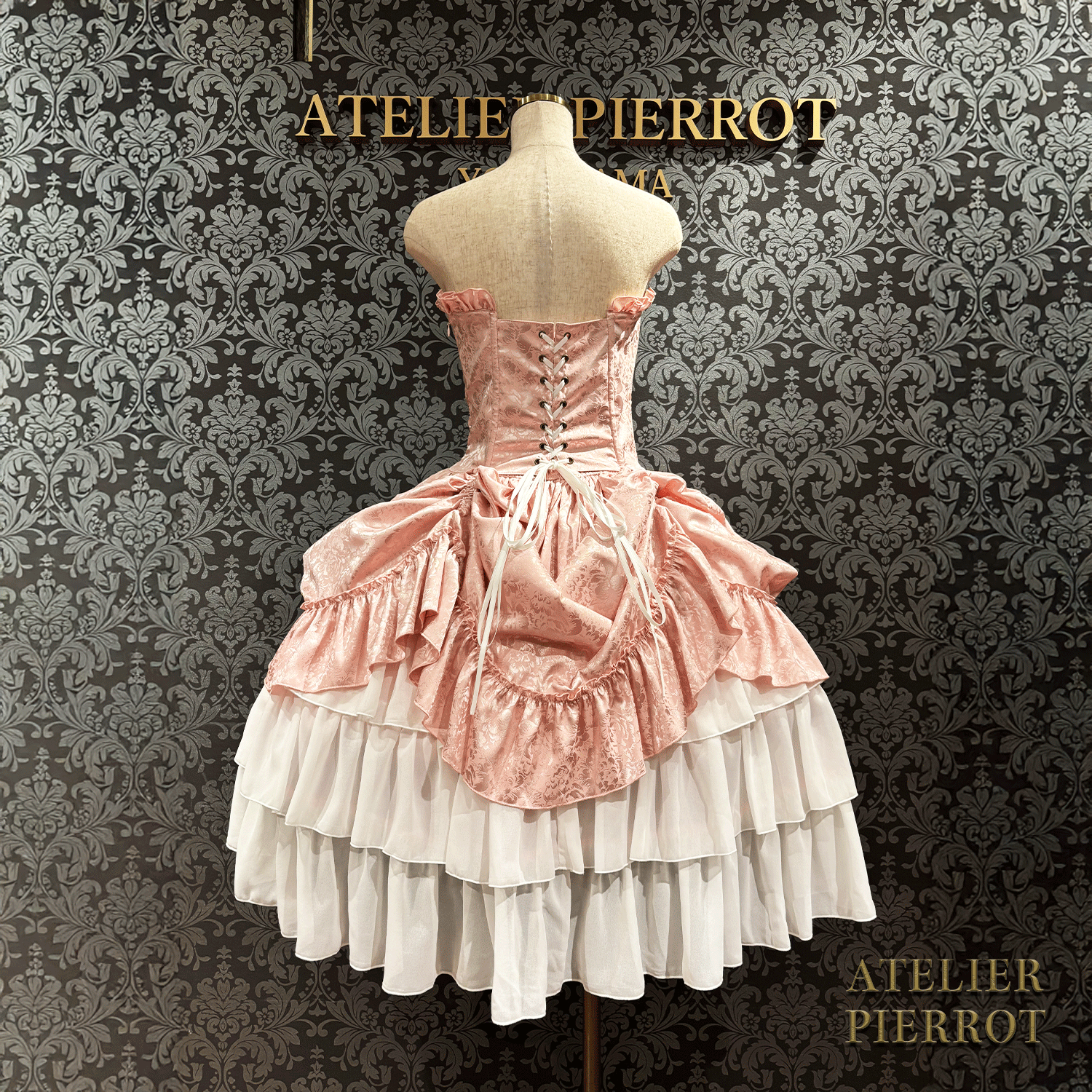 【ATELIER PIERROT】 Bustle Korsett Kleid Rose Jacquard