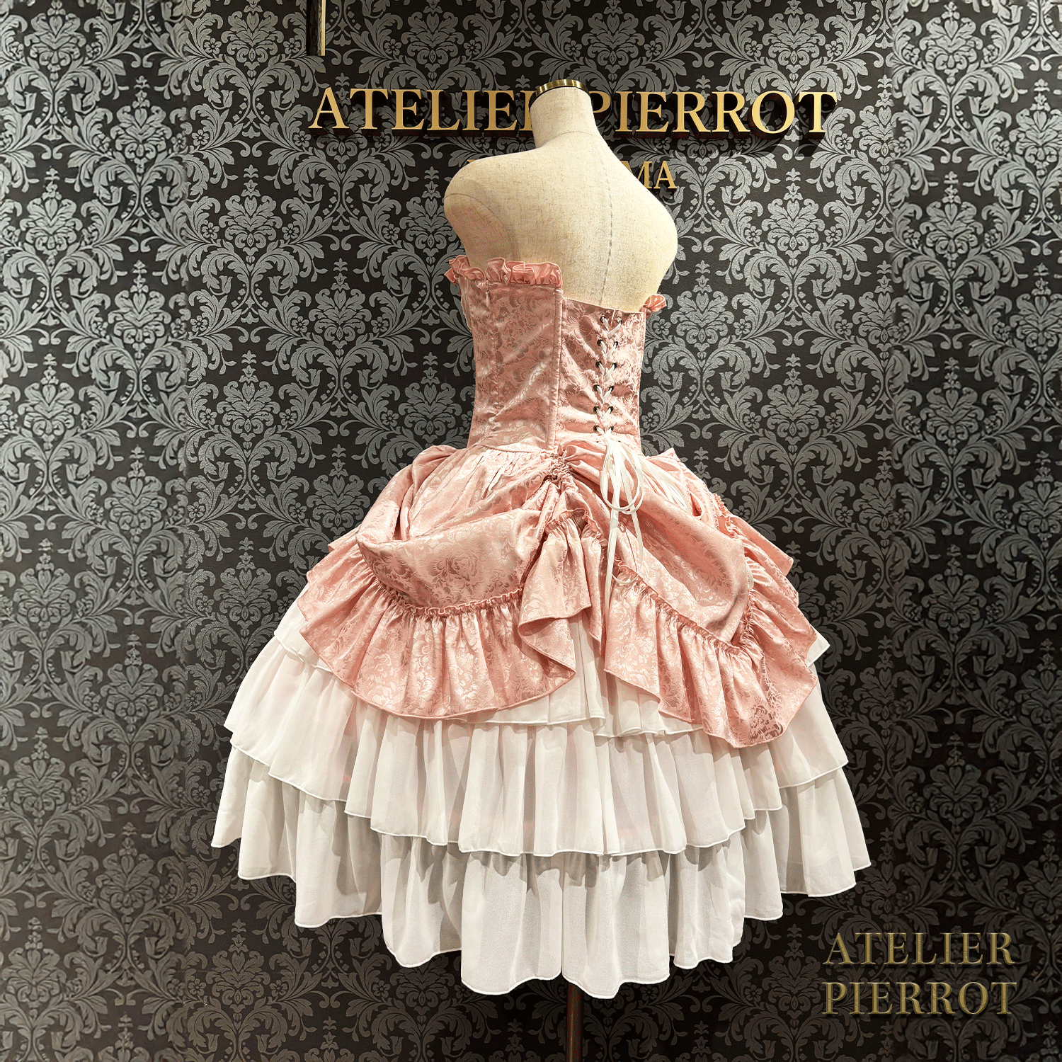 【ATELIER PIERROT】 Bustle Korsett Kleid Rose Jacquard