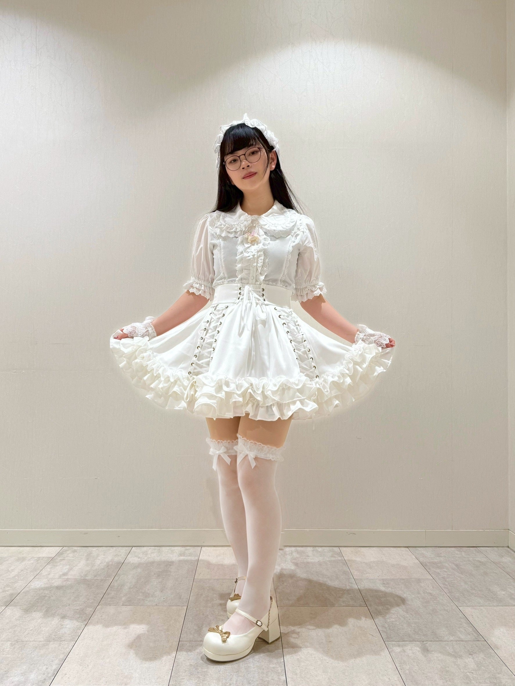 【ATELIER PIERROT】 Adenophora Lace-Up Skirt ホワイト/新色ボルドー/パープル×ブラック/新色ネイビー/ブラック×ホワイト/ブラック★ダブルポイントフェア対象商品6月14日(日)まで★